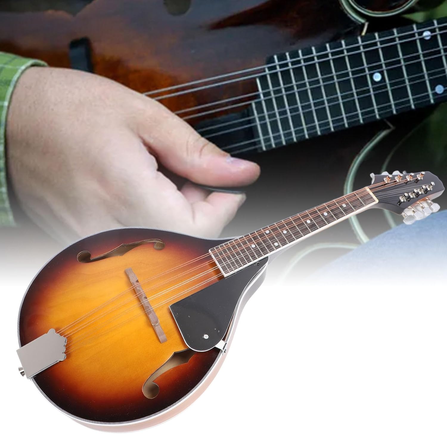 8 String Mandolin Acoustic, Mandolin Instrument Set Acoustic Mahogany Right Handed Professional Beginners with Strings Bag Picks Cleaning Cloth