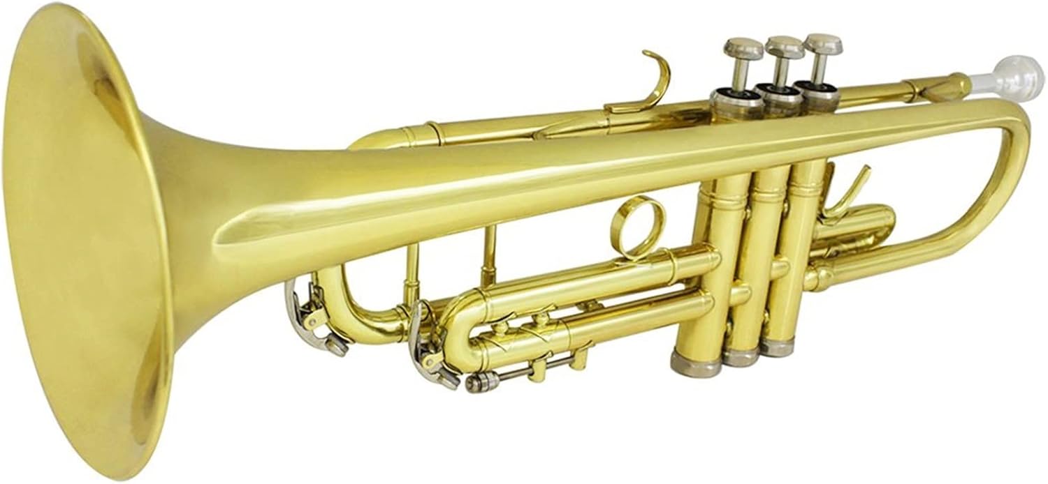 KESHUO Golden Trumpet Bb B Flat Professional Brass Instrument Large Caliber Trumpet with Box Strap Mouthpiece Music Accessories Trumpets