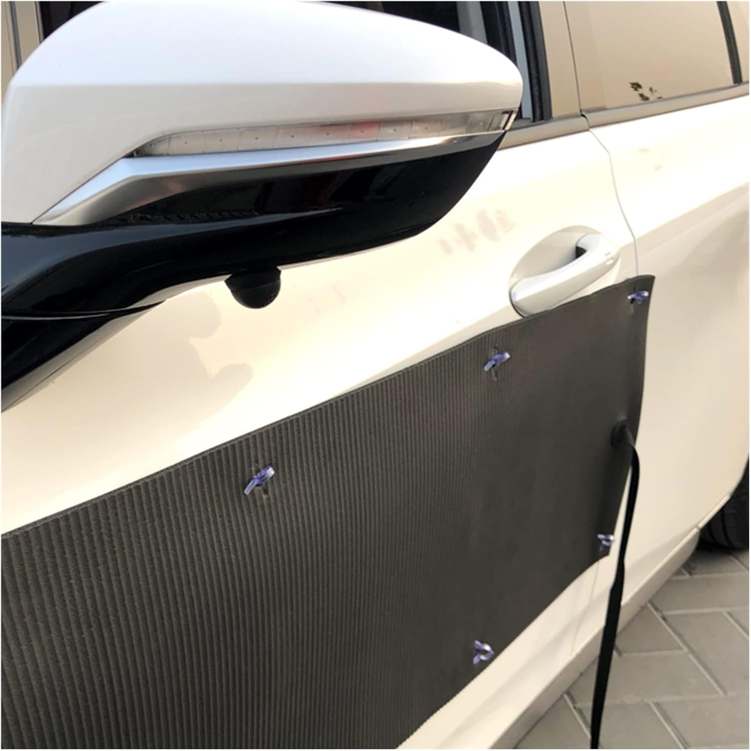 XPLKQXE Removable Suction Cup Car Door Guard, Door Ding Dent Protector, Aluminum Body Car Bumper, Anti-Theft Rope (Color : Black, Size : 110x40x1.4cm-2pcs)