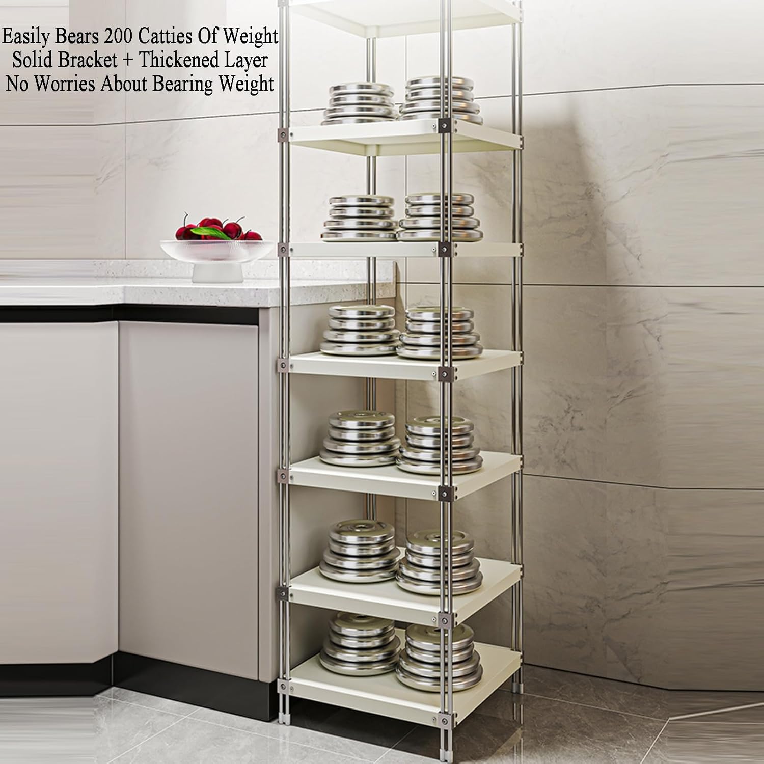 4/5/6/7 Tier Storage Rack, Adjustable Storage Rack, Corner Stainless Steel Rack for Entryway, Living Room, Narrow Space, Pantry, Bathroom(Black,35 X 35 X 120cm) (Black 35 X 35 X 140cm)