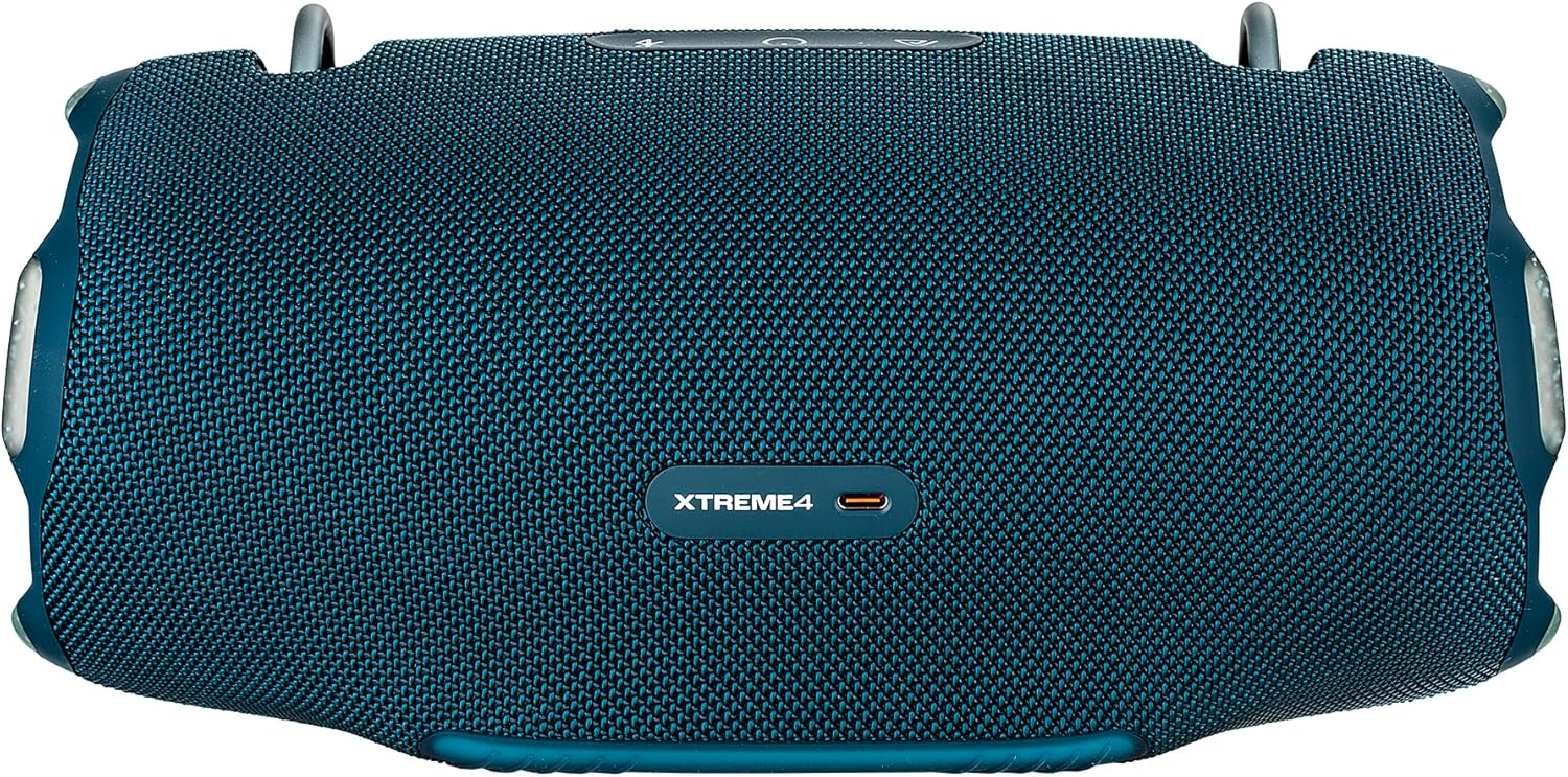 JBL Xtreme 4 Portable Bluetooth Speaker, IP67 Waterproof, 24 Hrs Playtime (Blue) (JBLXTREME4BLUAM) + USB-C Cable + Microfiber Cloth