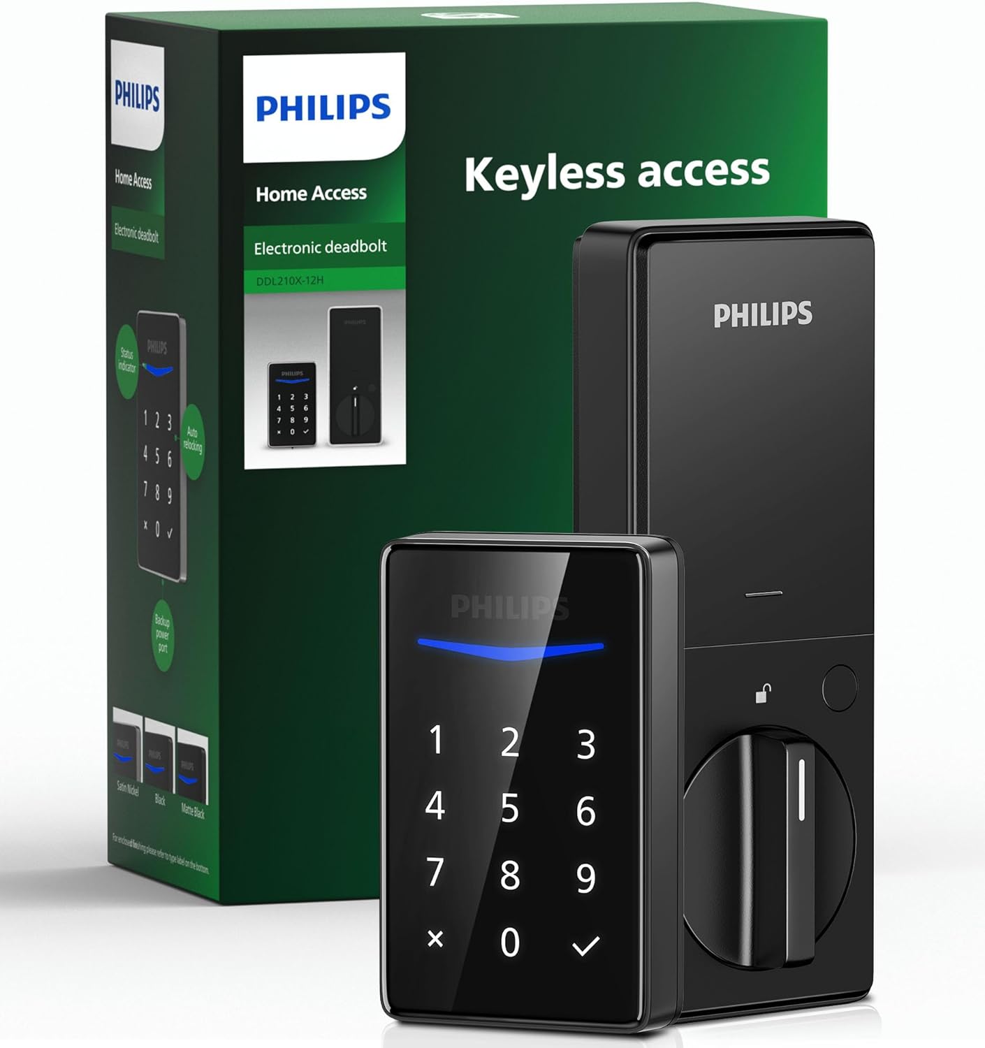 Philips Keyless Entry Door Lock - Generate One-time Code Remotely Nonconnected- Touchscreen Keypad Standalone Deadbolt Lock - Matte Black