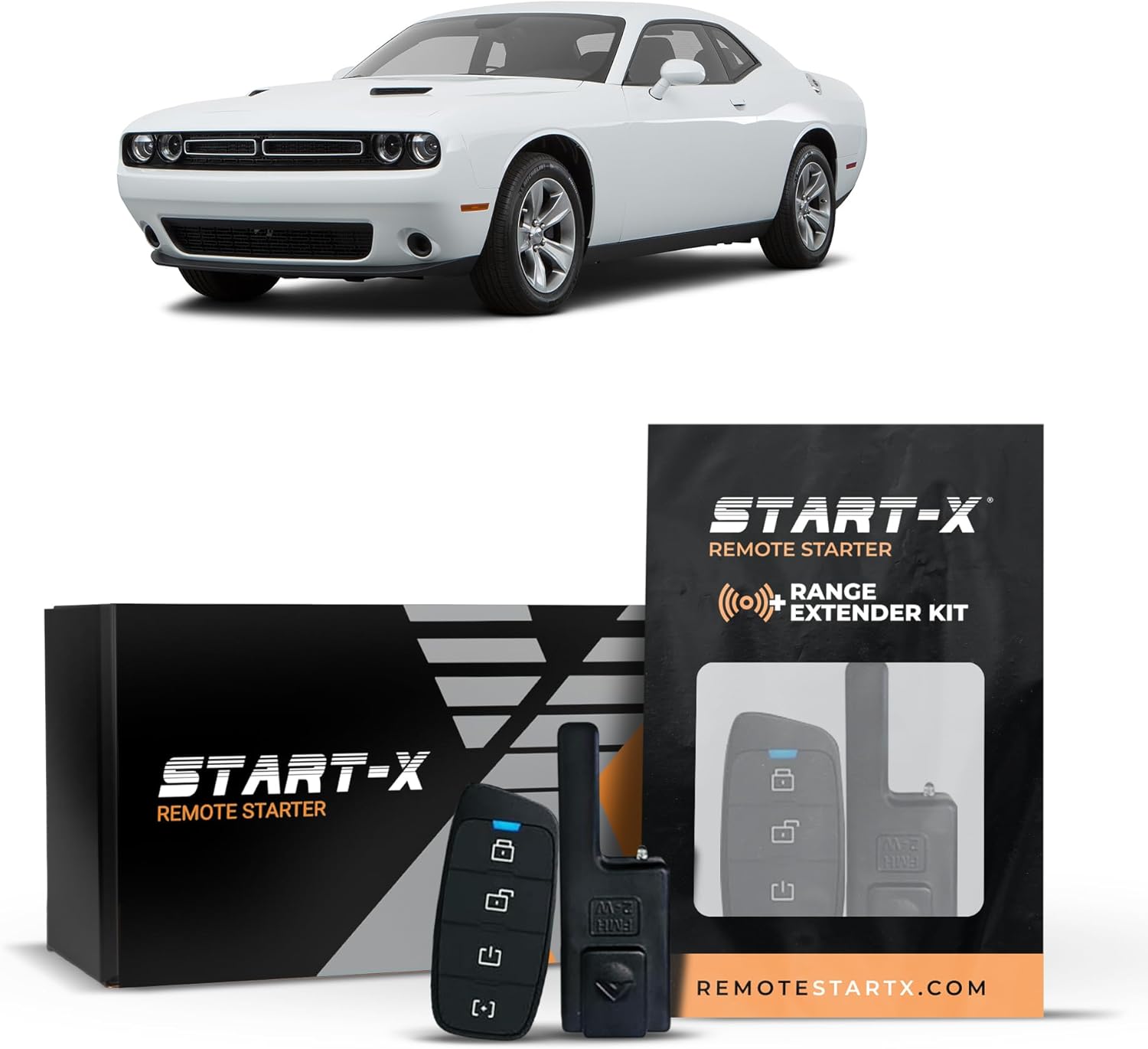 Start-X Remote Starter Kit + 3000ft 2 Way Range Extender for Dodge Challenger (2015, 2016, 2017) Vehicles with Push-to-Start Ignition