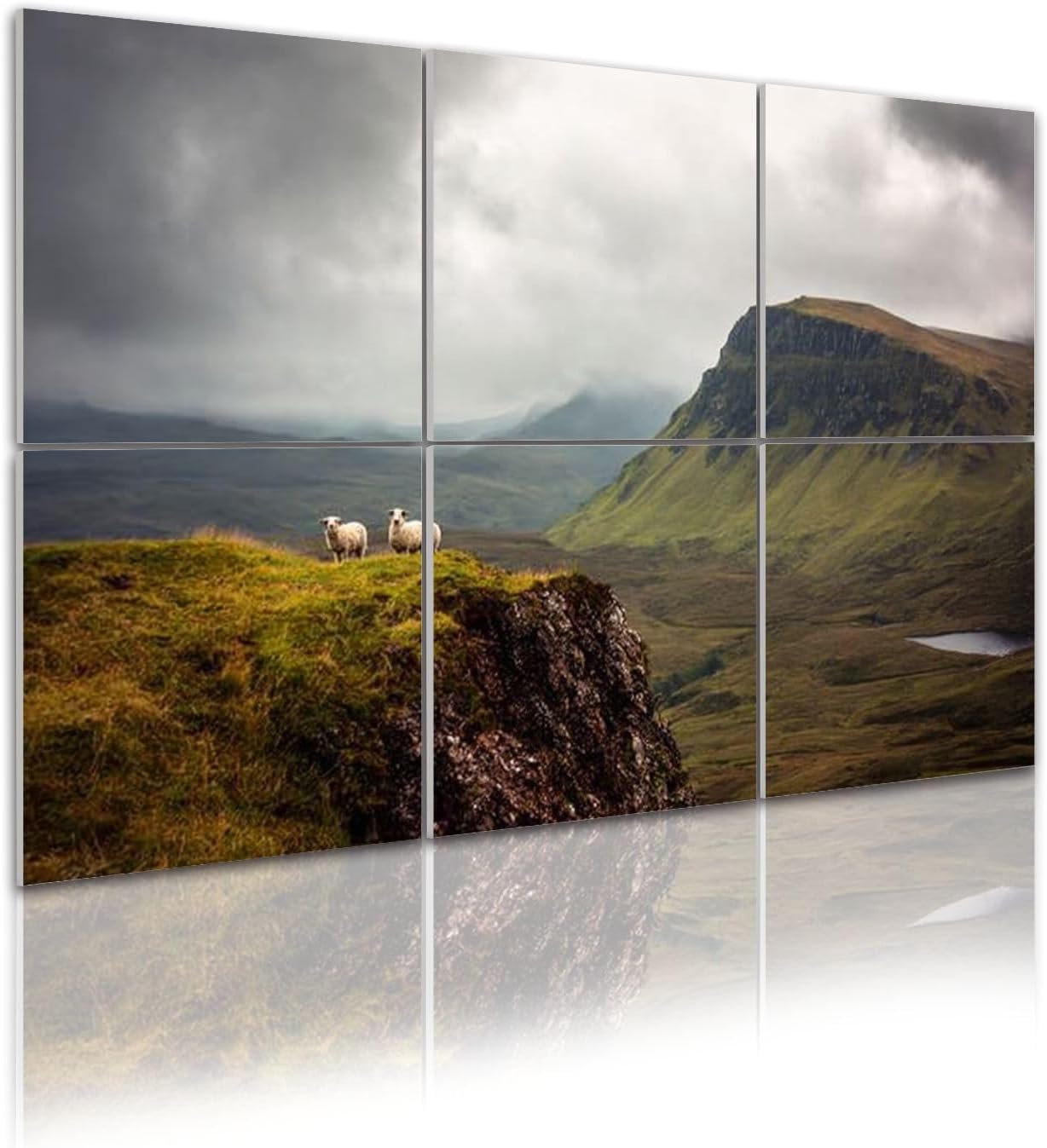 6 Pack Art Acoustic Panels Self Adhesive sheep cliff quiraing highlands scotland mountain lake animals Decorative Soundproof Wall Panels Sound Absorbing Panel 48
