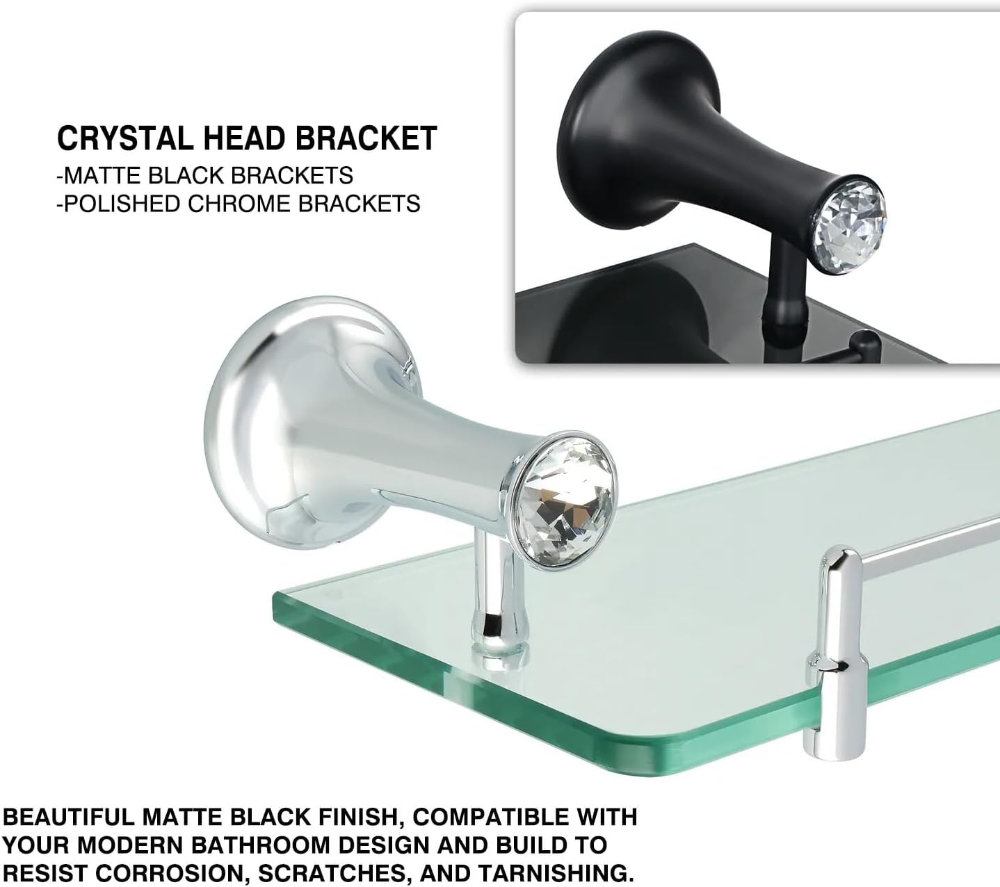 Shower Caddy 40cm Bathroom Glass Shelf, Bath Shower Glass Holder, Stainless Steel Storage Rack, Wall Mount Shelf Bathroom Accessories Bathroom Organizer (Color : Polished Finished)