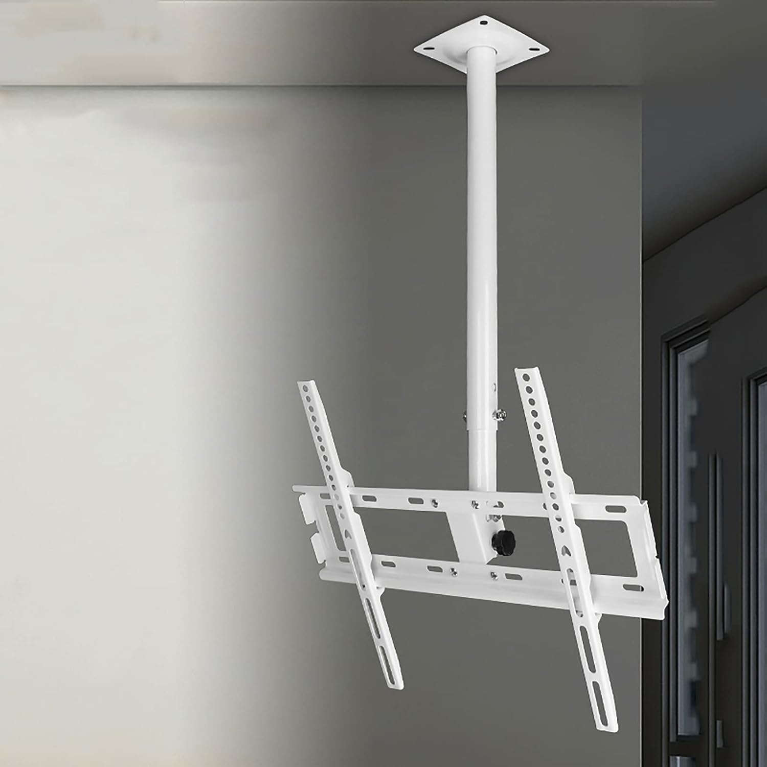 Tv Stand Tv Wall Mount Ceiling Tv Mount, 360° Swivel and Tilt Ceiling Tv Bracket, Fit Most12-32/32-55 Inch LCD Flat Screen and Curved Tvs, White,3255inch-2m