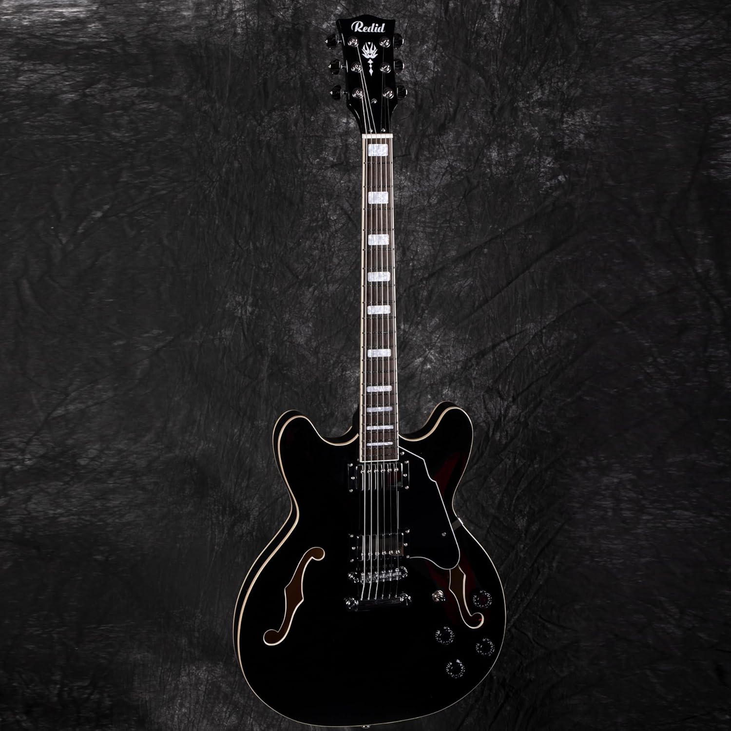 Redid Semi-Hollow Body Electric Guitar RD-100 Jazz Guitar with F-Hole,Maple neck,humbucker Pickups (Black)