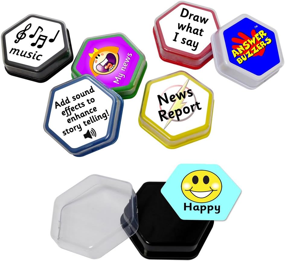 Talking Products, Talking Tiles Voice Recorders, Communication Sound Buttons. Pack of 6 Colors, 80 Seconds Recording. Educational Classroom Resources, Game Show Answer Buzzers.