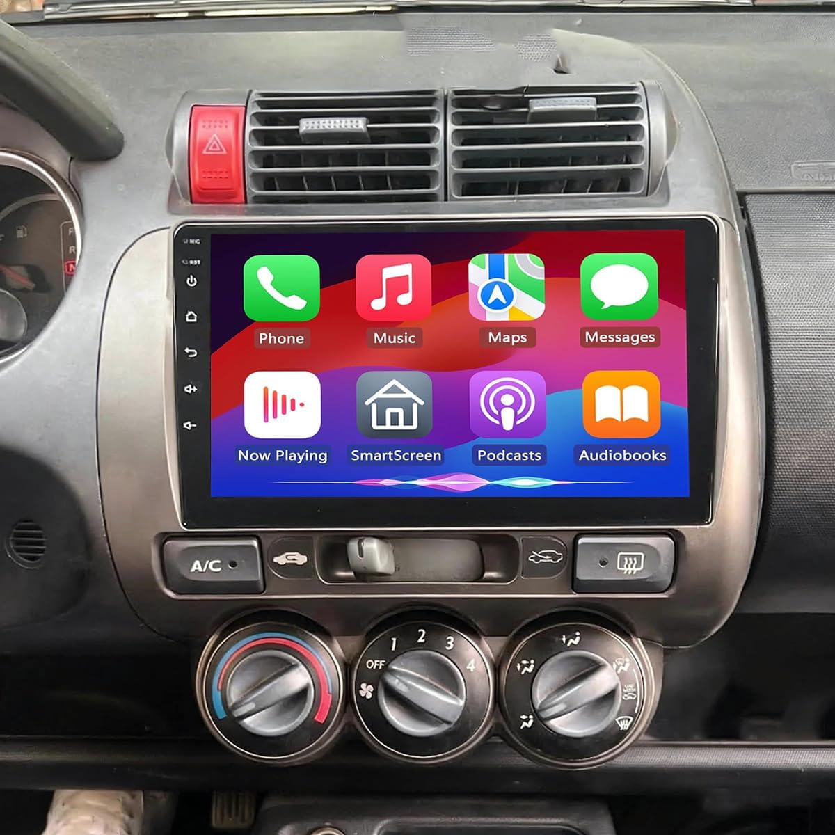 Car Stereo Radio Compatible for Jazz GD 2002-2008 with Carplay Android Auto GPS Navigation 9in Touchscreen Car Radio Player with Bluetooth WiFi FM/RDS SWC Mirror Link Split Screen + Backup Camera