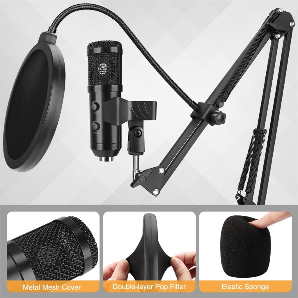 USB Condenser Microphone Game Recording for Computer Cardioid Condenser Microphone with Adjustable Metal Arm Stand (Bm 900)