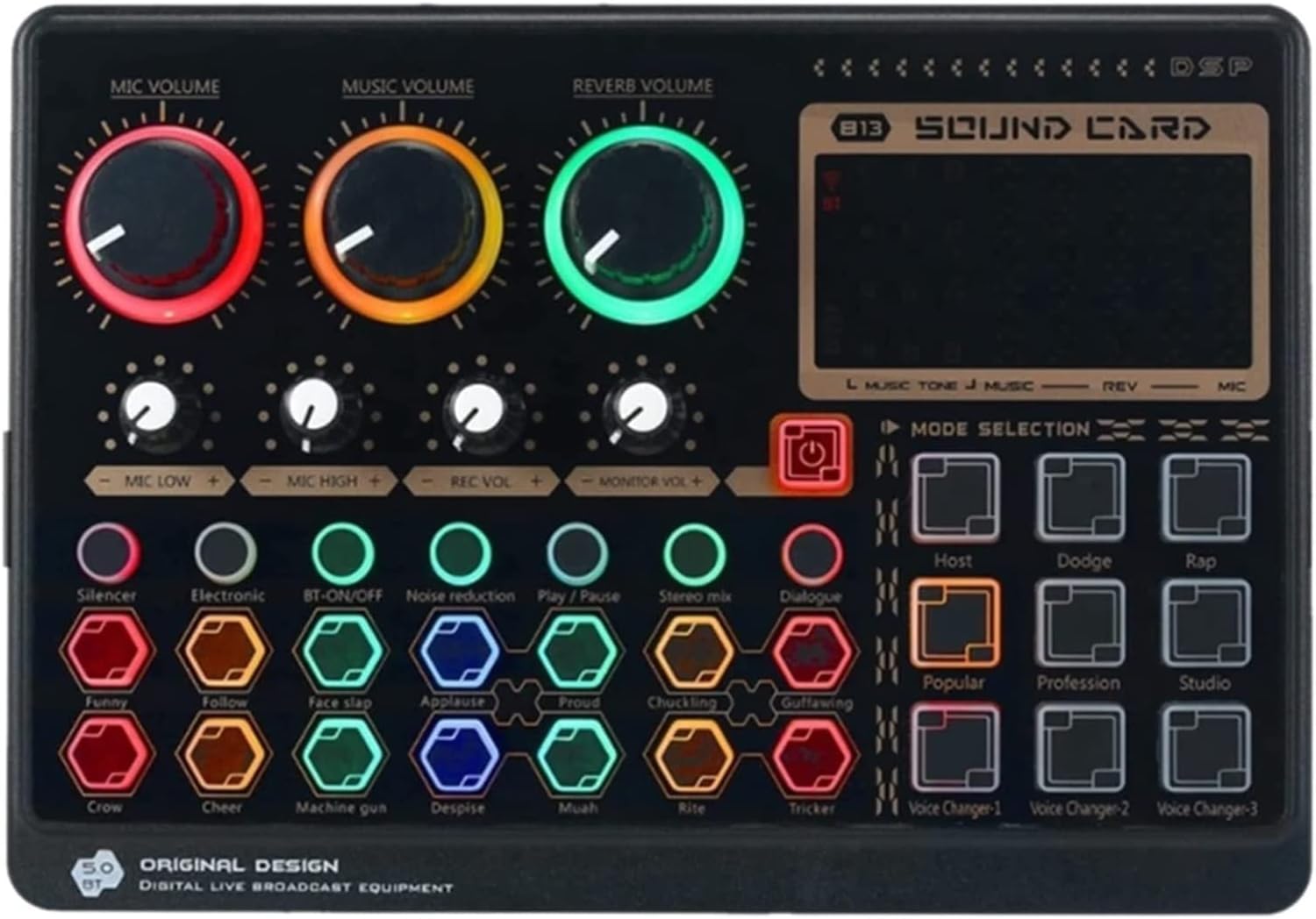 Professional Audio Mixer,Mini External Live Sound Card Mixing Board for Live Music Recording Karaoke Singing