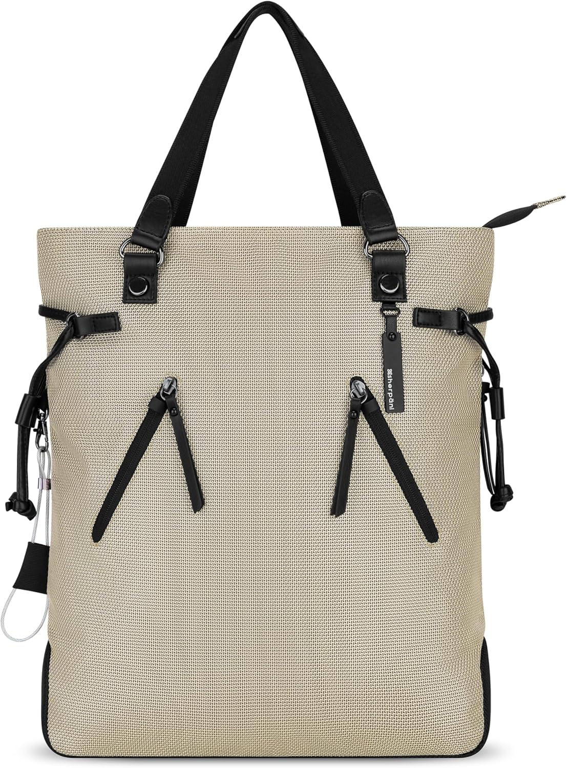 Sherpani Tempest, Anti Theft Convertible Backpack Tote, 14L Travel Backpack, Travel Gifts for Women, Handbags, RFID Protection, Metal Hardware, Fits 15” Laptop (No Sleeve) (Straw Signature)