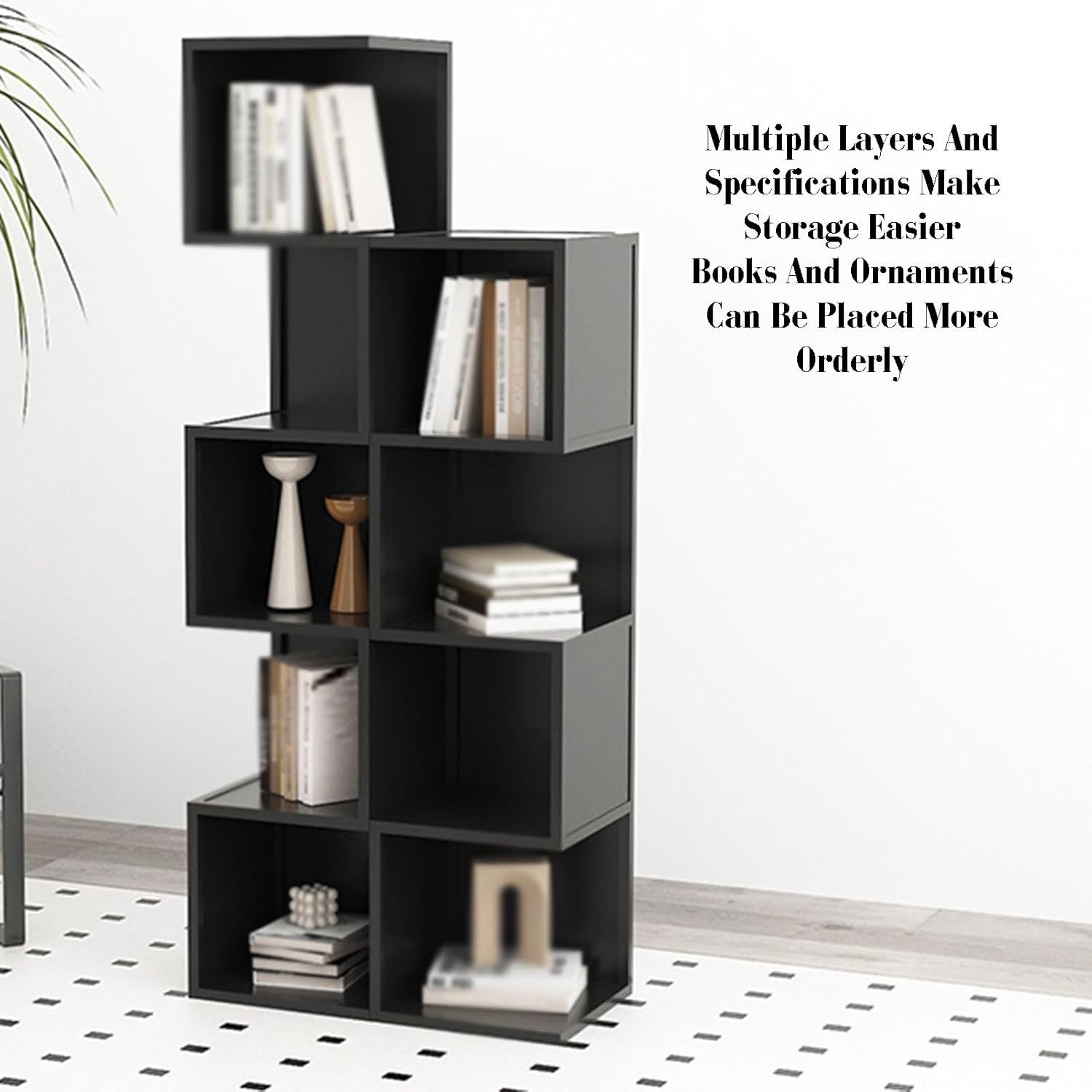 Corner Bookshelf,2-4 Floors Open Shelf Bookcase,Iron Corner Shelf,for Living Room,Bedroom,Convenient for Storing Books and Small Items(White,13.77x13.77x39.76in) (Black 13.77x13.77x52.75in)