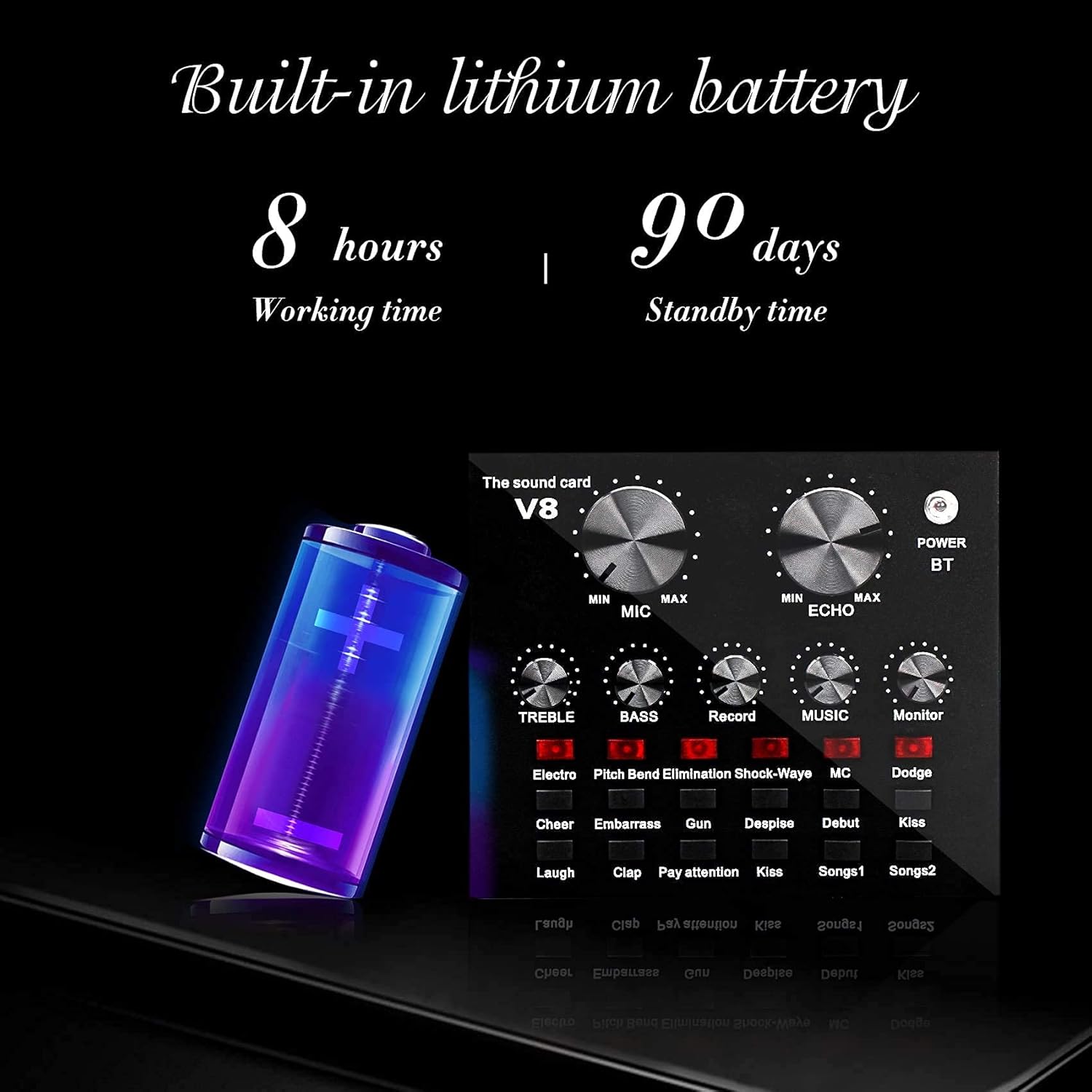 Condenser Microphone Bundle with Live Sound Card, Kit with Adjustable Mic Arm Stand Desk for Recording Broadcasting Vocal Microphones