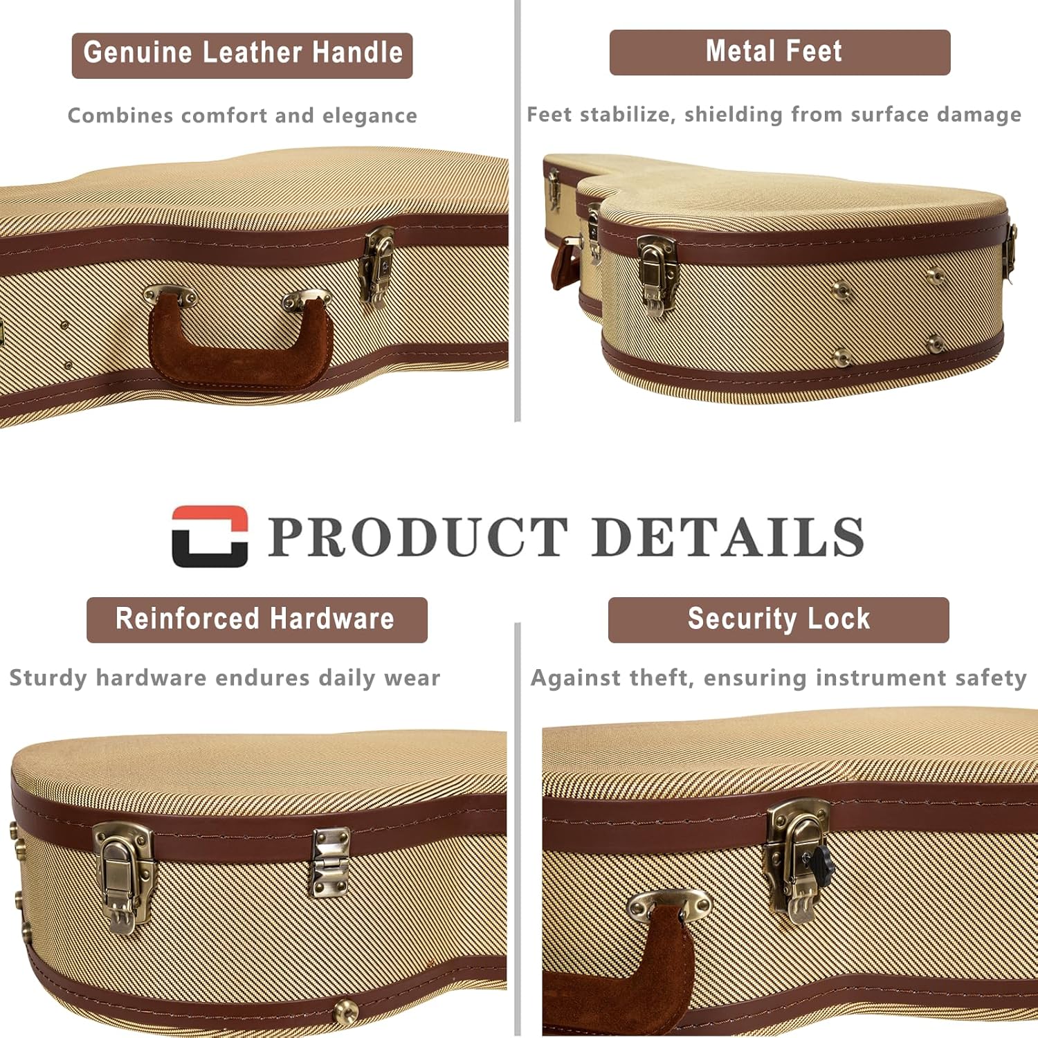 Crossrock Master Series SG Electric Guitar Case | Classic Fabric Tweed Exterior, Re-Engineered Wooden Shell, Leather Handle(CRW720SGFT)