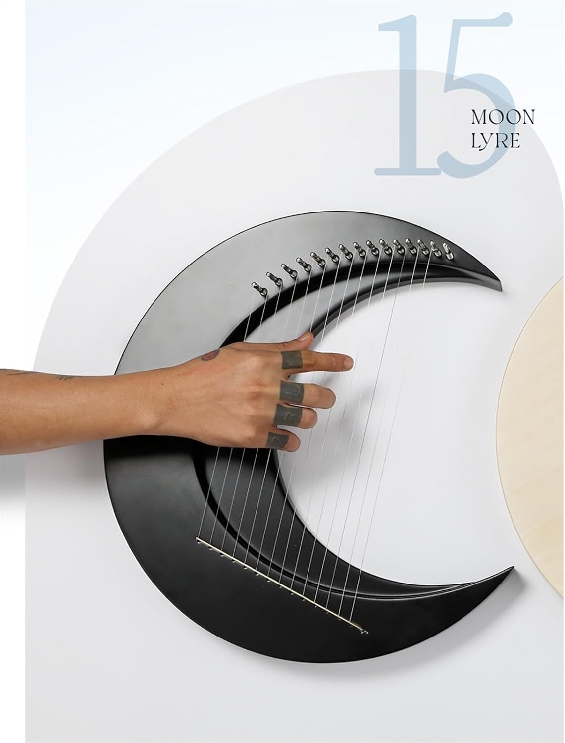 Portable Lyre Harp with Stand, 8/11/15 Strings Wooden Stringed instruments, Lye Harp for Beginners Music Lovers Adult Children(Black 15 strings)