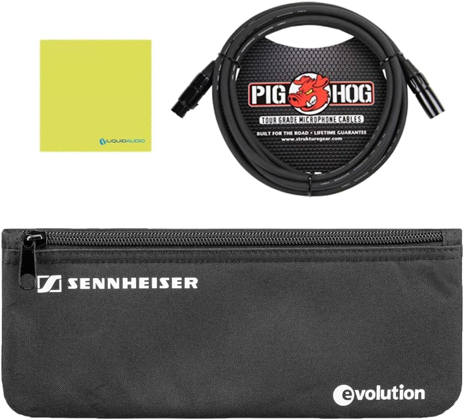 Sennheiser E 906 Supercardioid Dynamic Instrument Microphone Bundle w/Pig Hog PHM10 8mm Mic Cable Polishing Cloth