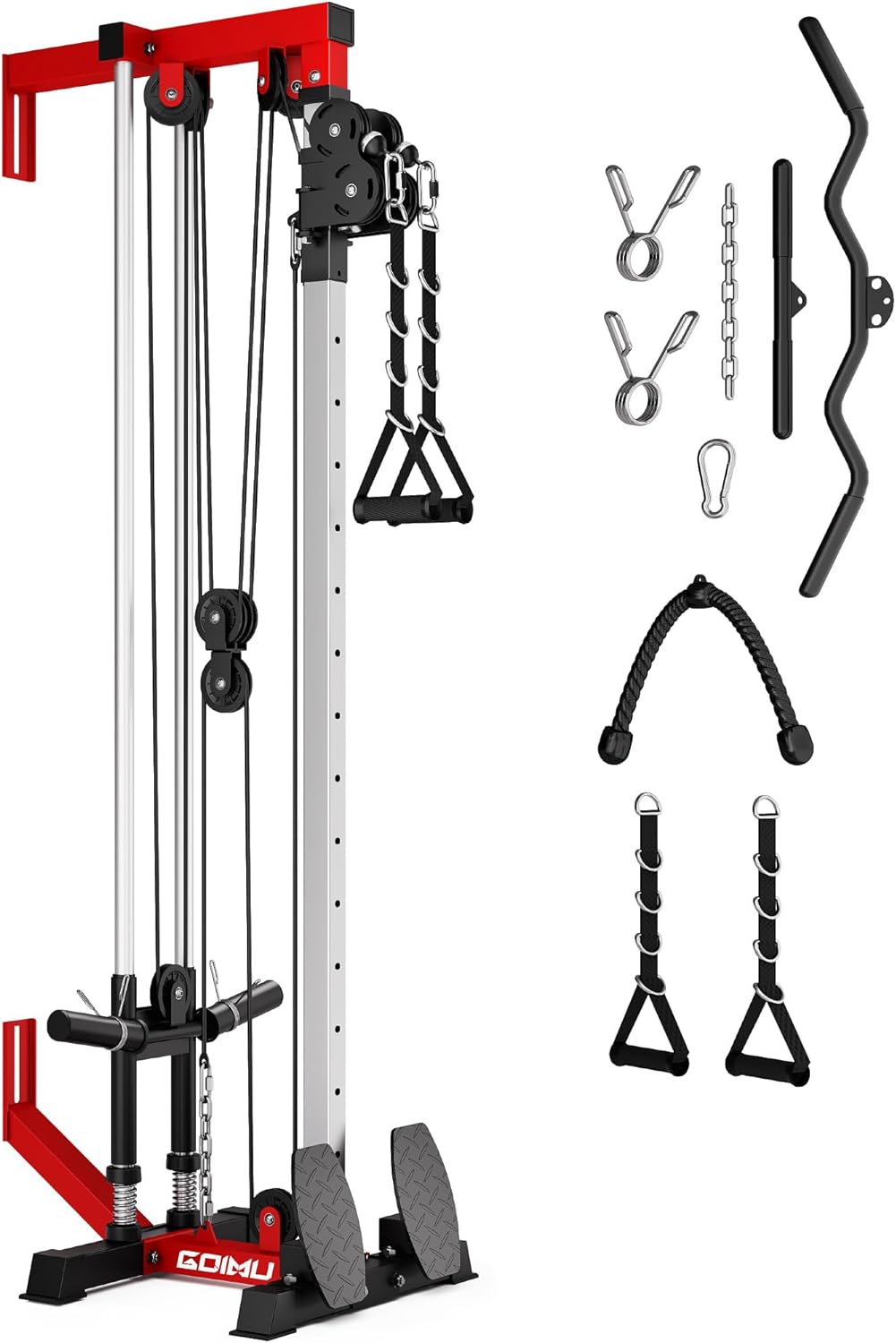 Wall Mount Cable Station, WM1 Cable Crossover Machine with 17 Positions, High and Low Cable Crossover Machine with Removable Footplate for Garage Home Gym