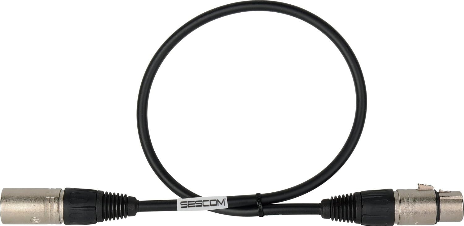 SESCOM Canare Star-Quad Microphone Cable 3-Pin XLR Male to Female 75 Foot - Black