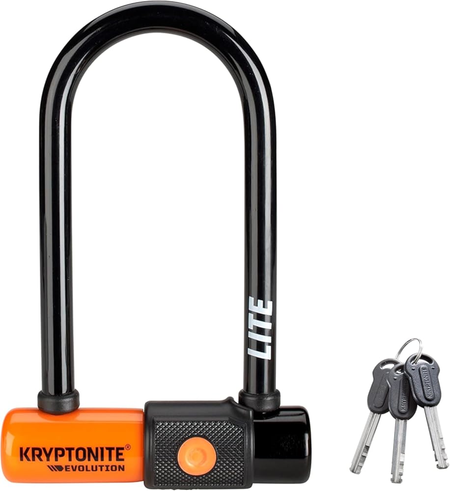 Kryptonite Evolution Lite Mini-6 Bike U-Lock, Lightweight Anti-Theft Bicycle U Lock, 11mm Steel Shackle with Keys, High Security Lock for Bicycles Scooters