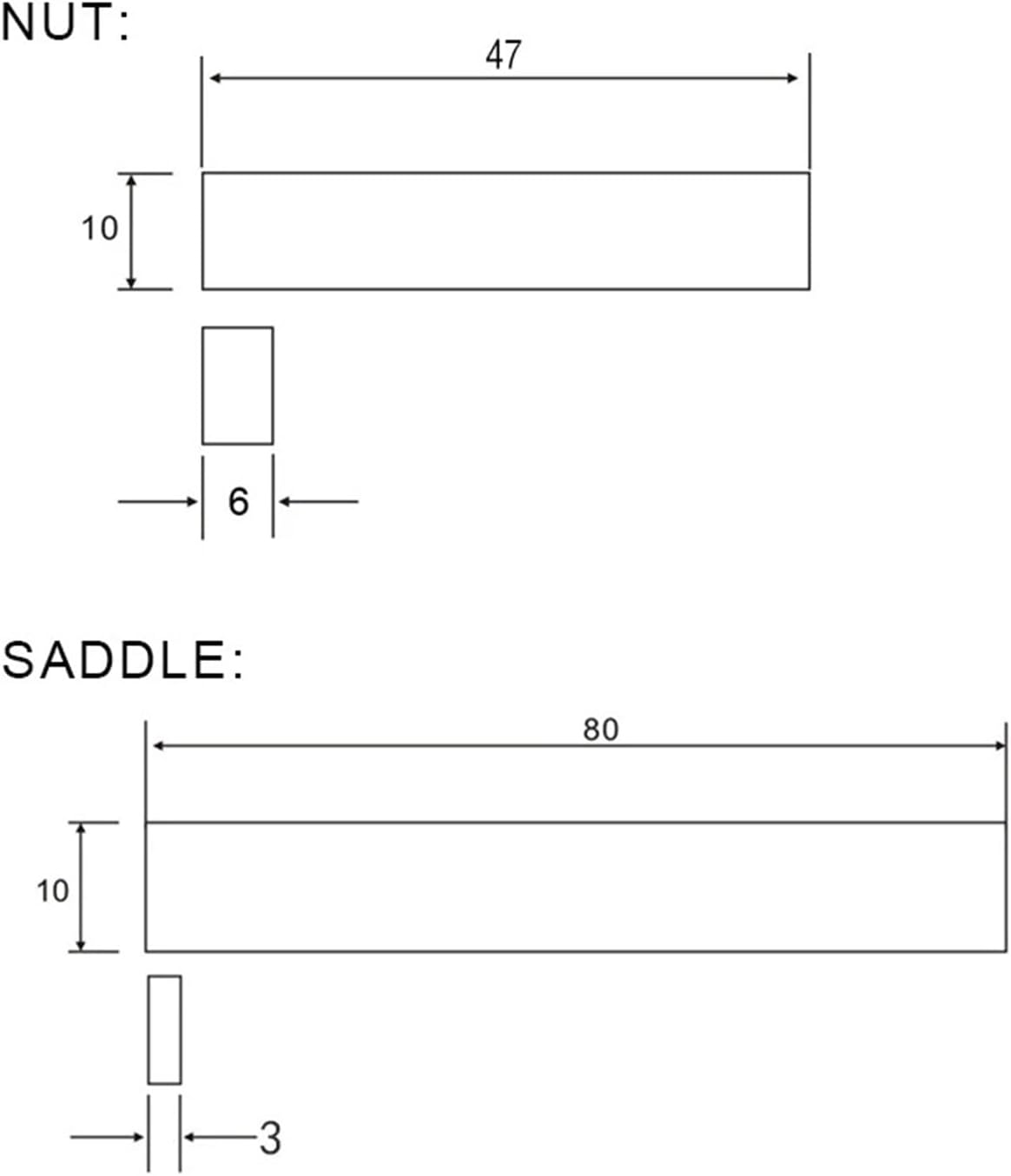 Blank Buffalo Bone Guitar Nut & Saddle Set, DIY Parts for Electric Bass, Acoustic, Ukulele, Mandolin & Banjo (100pcs)
