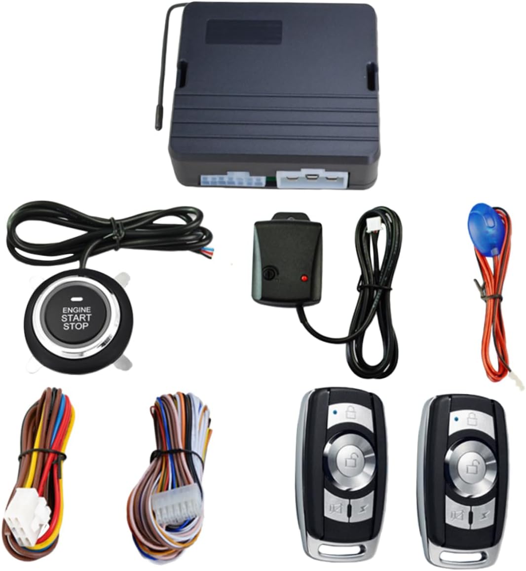 GLEAVI 12v Ignition Push Remote Control Anti-Theft Alarm System with Vibration Alerts Keyless Entry Central Locking for Enhanced Vehicle Security