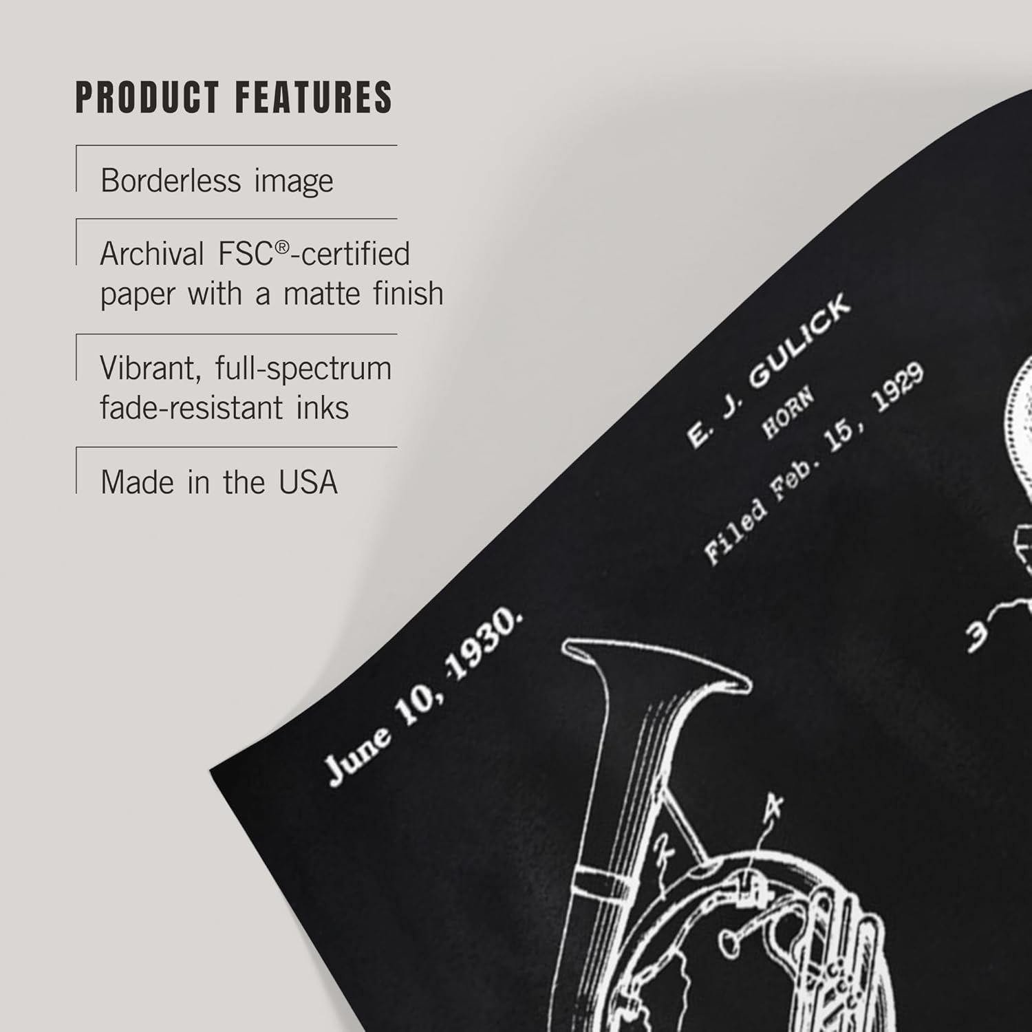 Lantern Press 36x54 Inch Giclee Print, Blackboard Patent, Sousaphone
