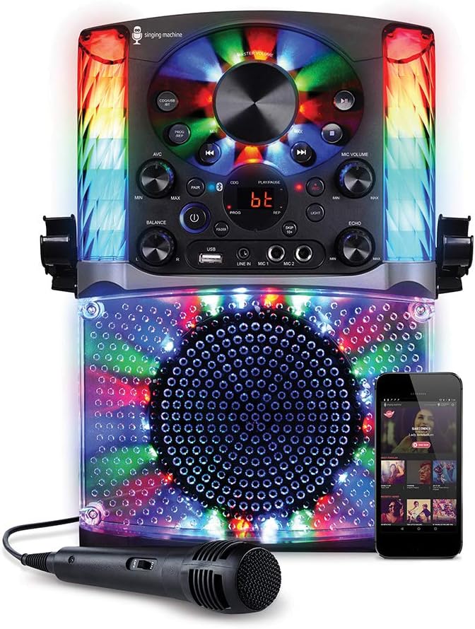 Singing Machine SML625BTBKD Karaoke Machine, Portable Bluetooth CD+G Karaoke System, Black