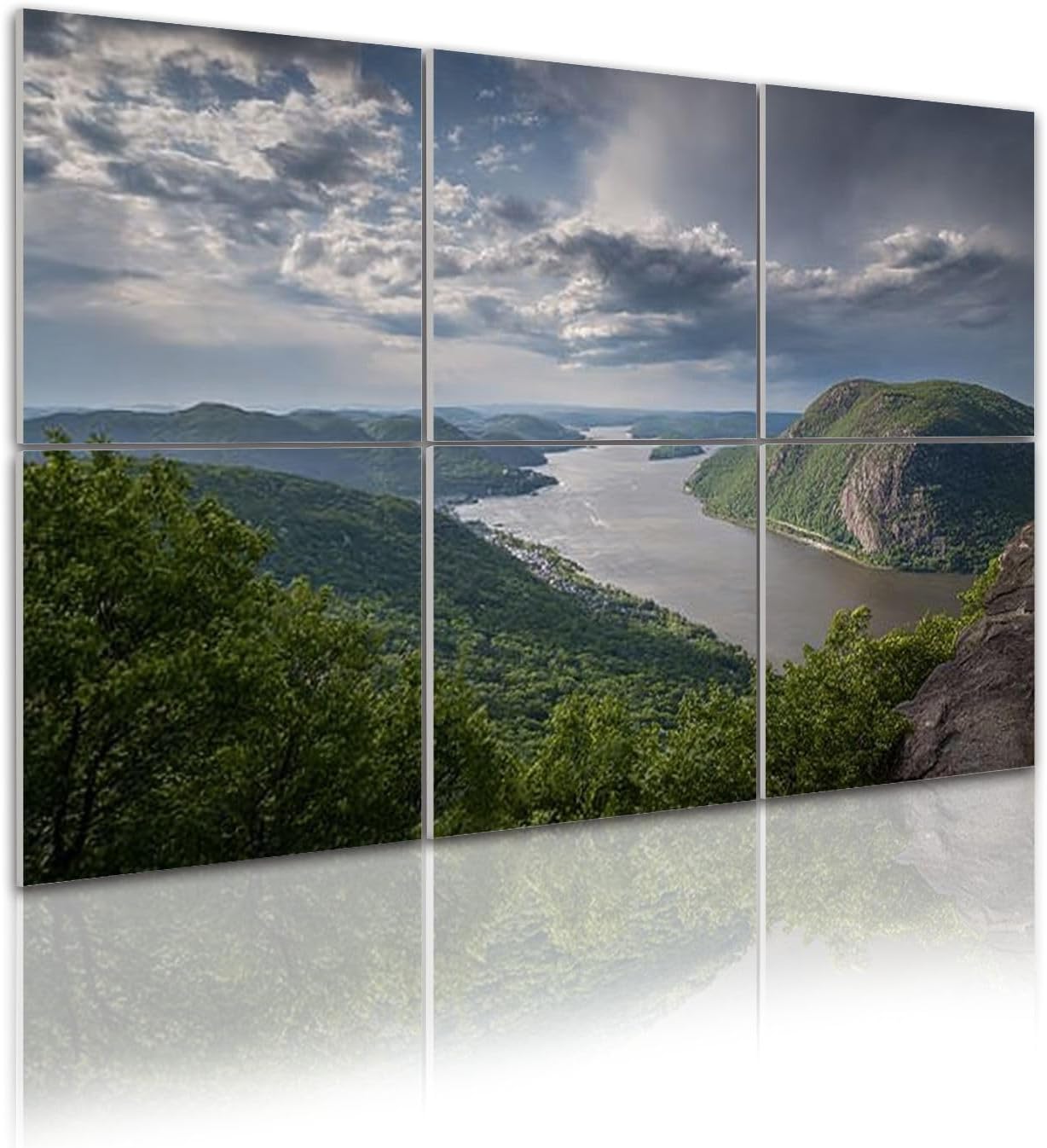 6 Pack Art Acoustic Panels Self Adhesive Hudson River King Breakneck Ridge Mountains Decorative Soundproof Wall Panels Sound Absorbing Panel 48