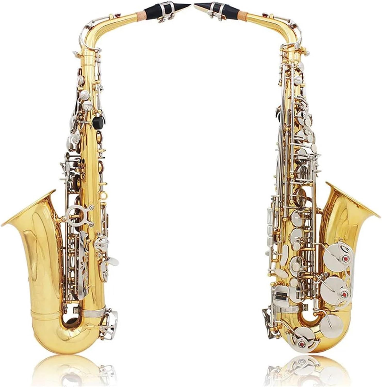 Eb Alto Saxophone Electrophoretic Gold E Flat Sax Musical Woodwind Instrument With Leather Case Mouthpiece Reeds