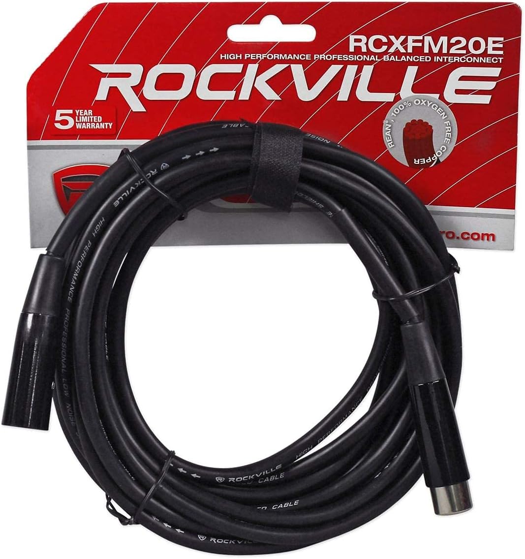 Rockville Titan Portable Array Bundle: (2) 1200W Peak/300W RMS Battery Powered PA Speakers, RMC-XLR Wired Mic, R720L LED Fog/Smoke Machine, RCXFM20E-B 20 ft XLR Cable, RFAAW DJ Event Facade, 6-Items