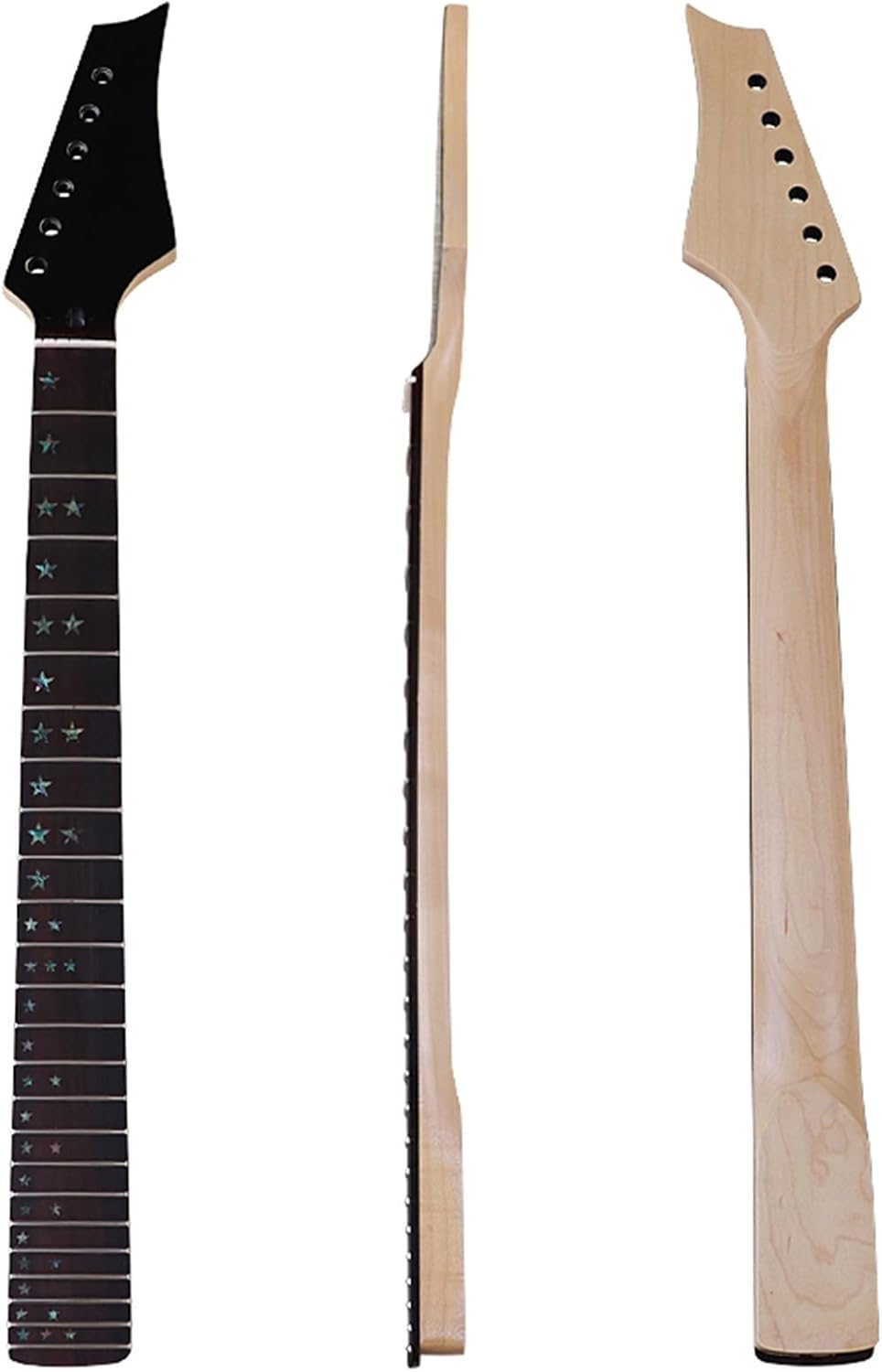 6 String Electric Guitar Neck 24 Frets Maple Wood Fingerboard with Color Shells Star Position Unfinished Guitar Neck (Color : 01)
