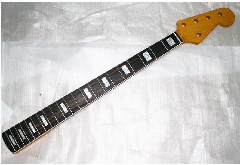 21 Frets Five Strings Maple Electric Bass Guitar Neck With Rosewood Fingerboard Yellow Color Glossy Paint Guitar Parts