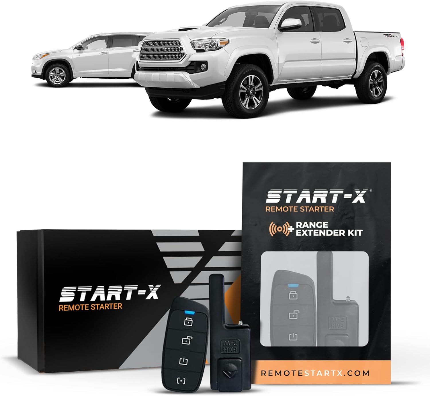 Start-X Remote Starter Kit + 3000ft 2 Way Range Extender for Toyota Tacoma (2016-2023) & Highlander (2014-2019) Vehicles with H-Key Ignition