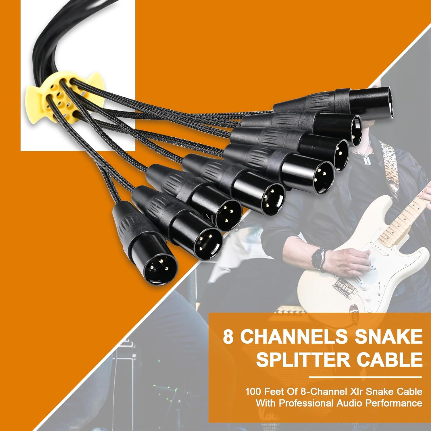Jamesin 8 Channel XLR Male to Female Snake Cable, 100 Feet, with Color Coded Microphone Audio Cable, for Stage and Recording Studio, Can Be Used with Any Device with a 3-pin XLR