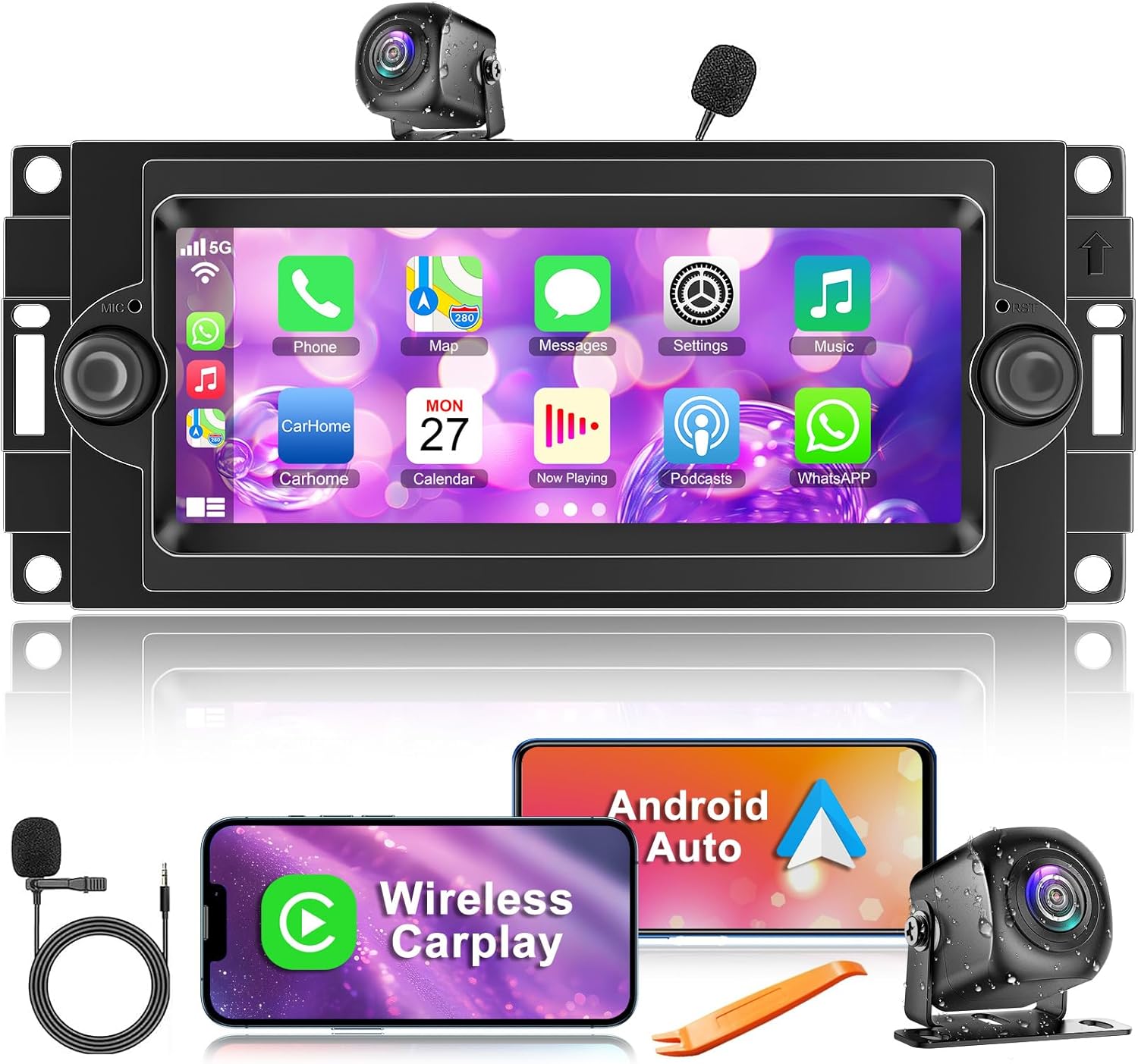 4GB RAM + 64GB ROM Android Car Radio for Dodge Ram 1500/2500/3500 2006 2007 2008, for Dodge Durango 2005 2006 2007 2008, – 6.8