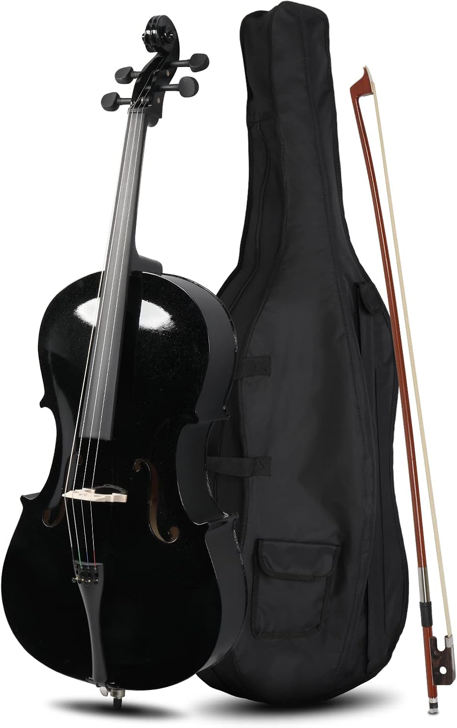 Ktaxon Full-Size Cello, Beginner Cello 4/4, Acoustic Cello Set with Portable Bag, Bow, Rosin, Bridge, Adults & Kids String Musical Instruments(Black)