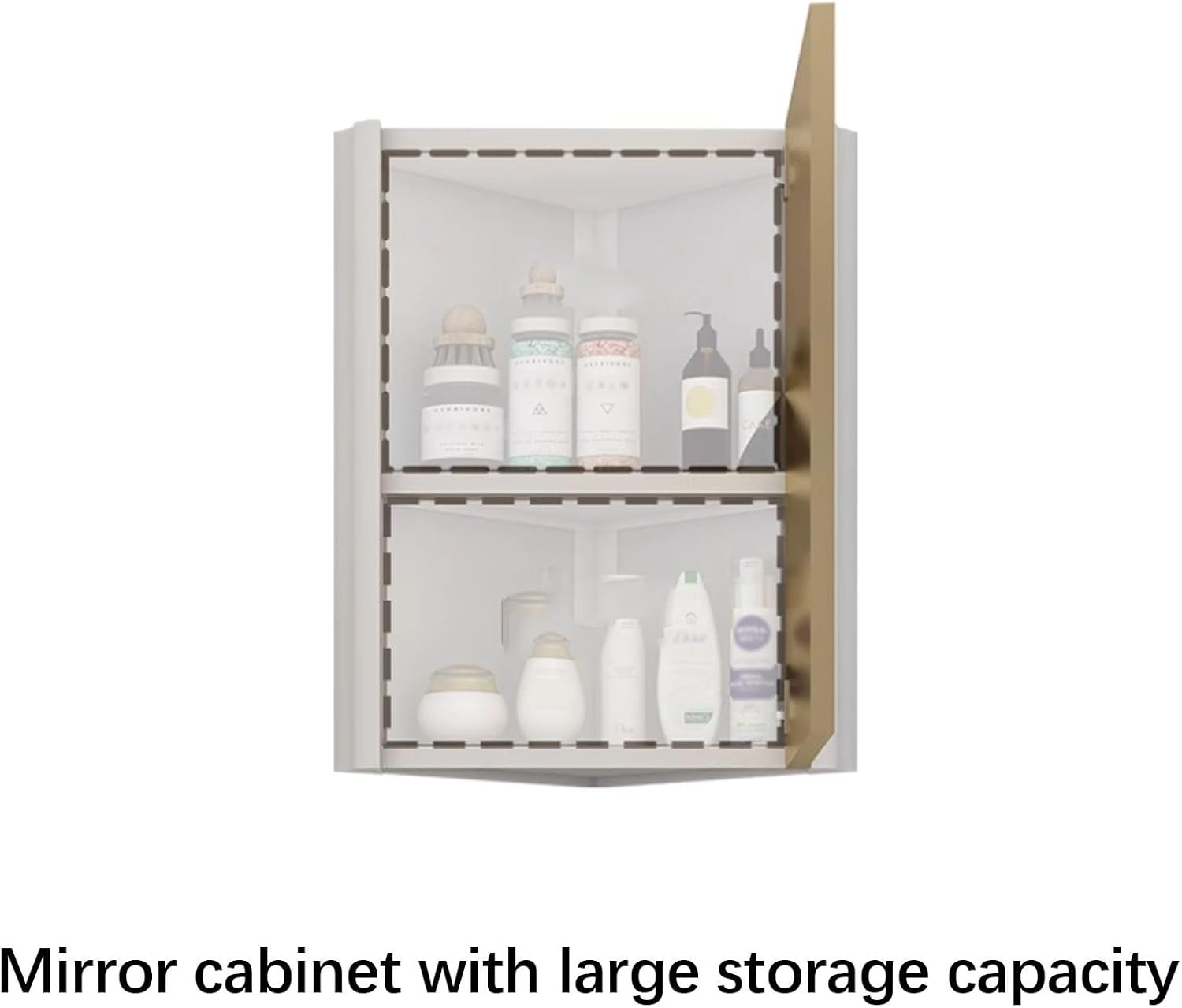 Corner Bathroom Vanity Triangle Ceramic Wall Mount Sink with Storage Space Wall Mount Corner Sink with Mirror, Faucet, Accessories, for Small Space(17in/43cm)