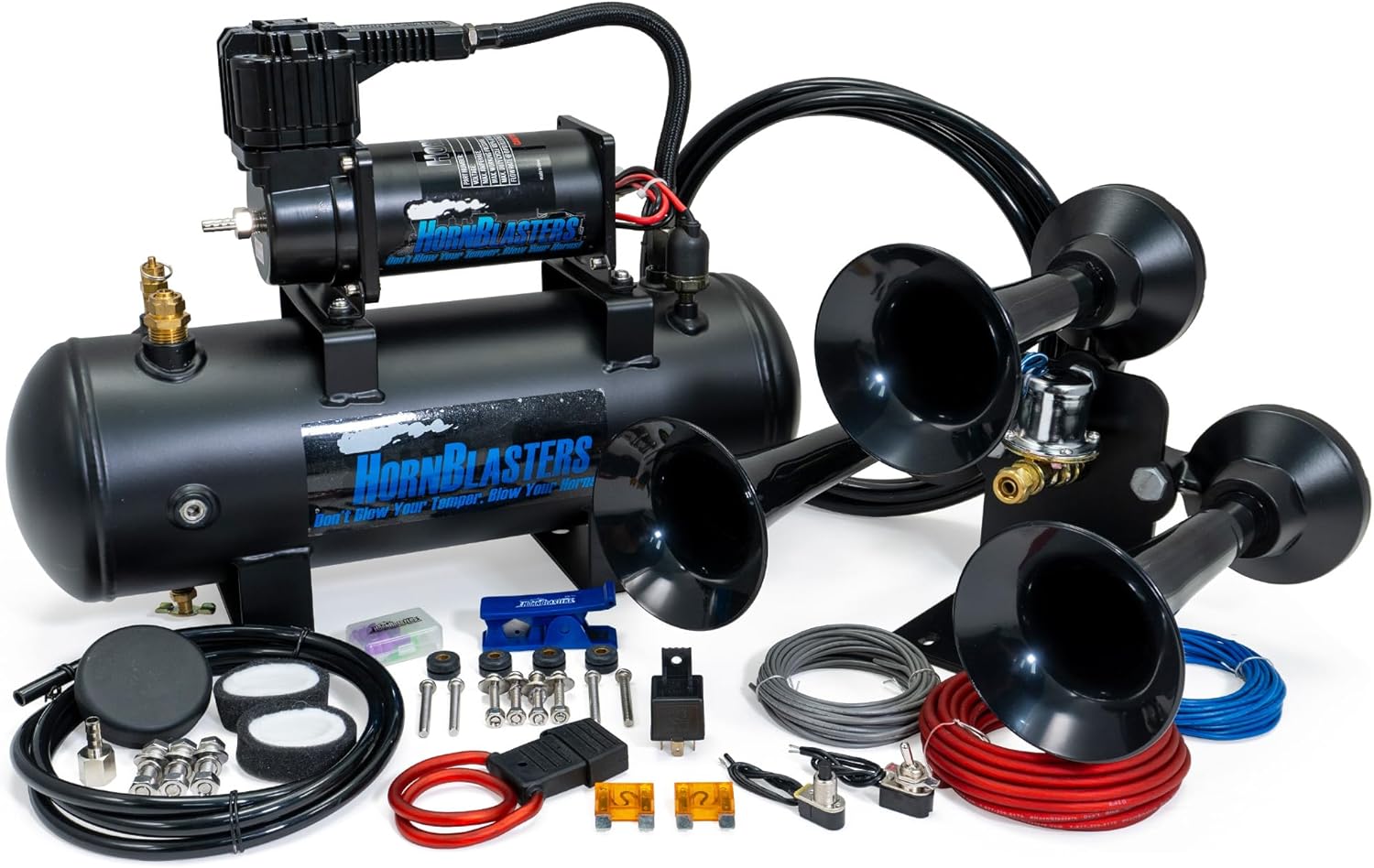 Hornblasters Bandit 228H 2-Gallon All-In-One Air Horn Kit - 3 Trumpets - Easy Install