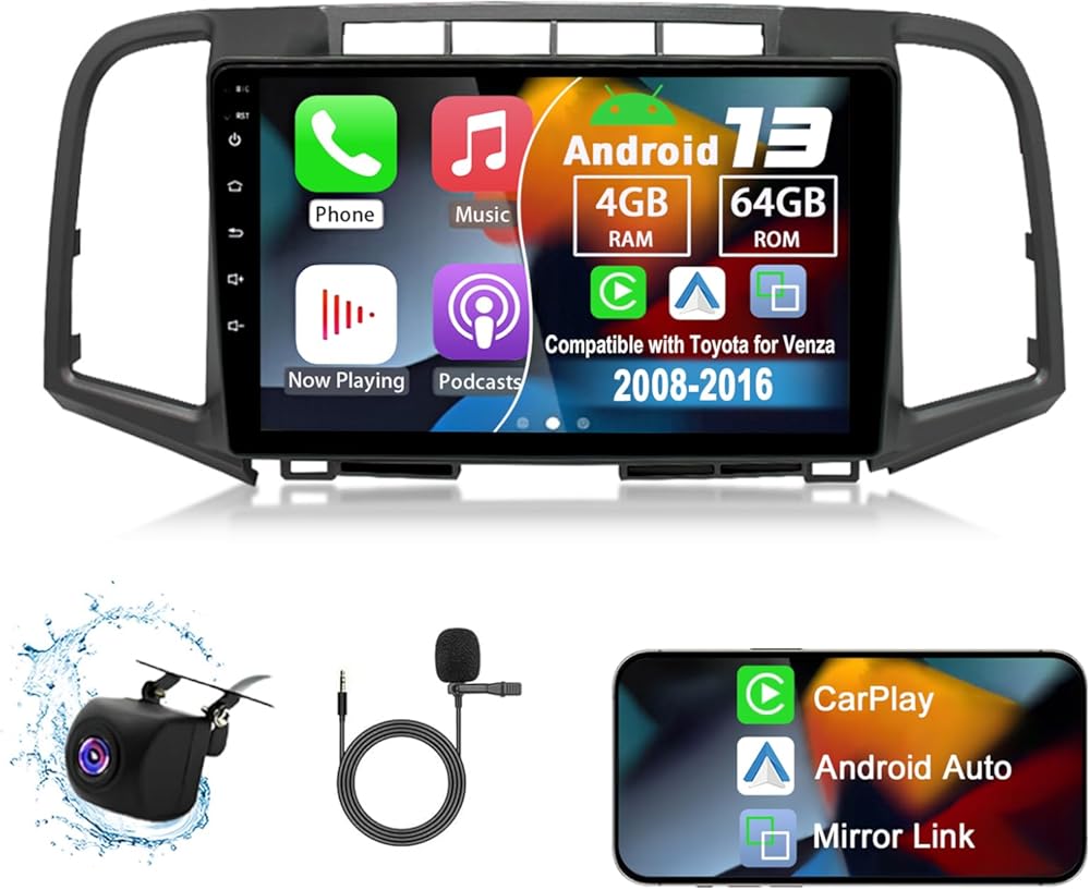 Android 13 Car Radio Compatible with Toyota for Venza 2008-2016, 4G+64G 9