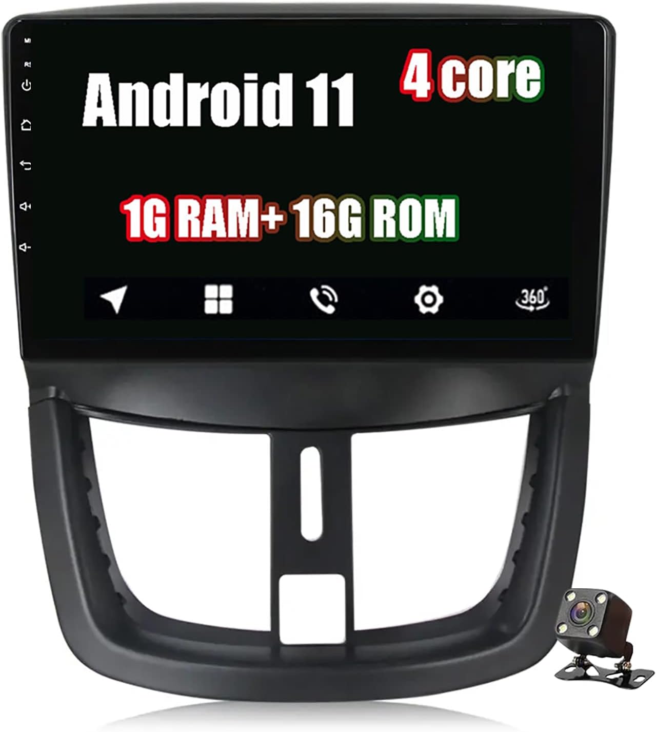 Car Stereo Double Din with 9 Inch Android 11 Sat Nav Video Player Head Unit for Peugeot 207 2006-2015 Autorradio Support DSP DAB+ OBD2 CarPlay FM RDS Bluetooth Radio Multimedia Player