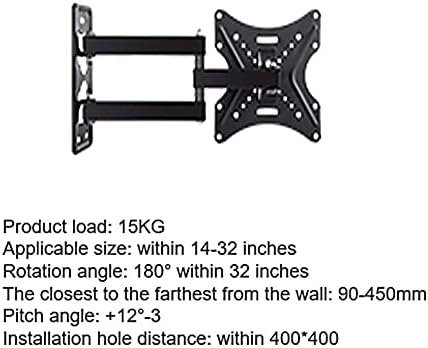 TV Wall BracketUniversal TV Wall Mount Bracket with Telescopic Rotating Feature Black TV Accessories for All TV Sizes