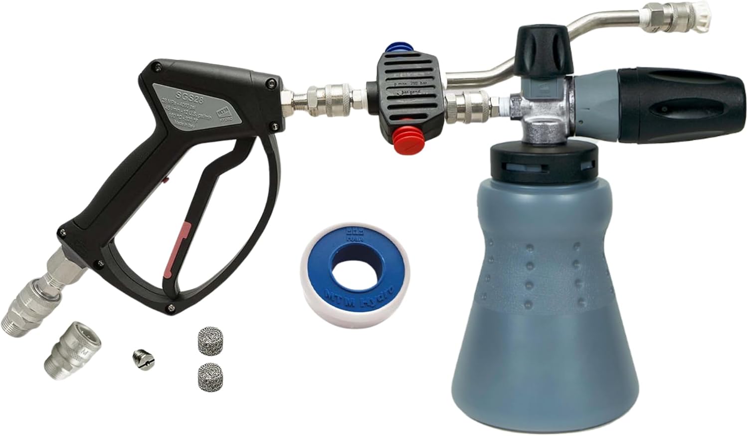MTM Hydro PF22 Wide Mouth Foam Cannon Kit for Pressure Washer, Mezzo Switching Valve, SGS28 Trigger Gun and 16 oz Soap