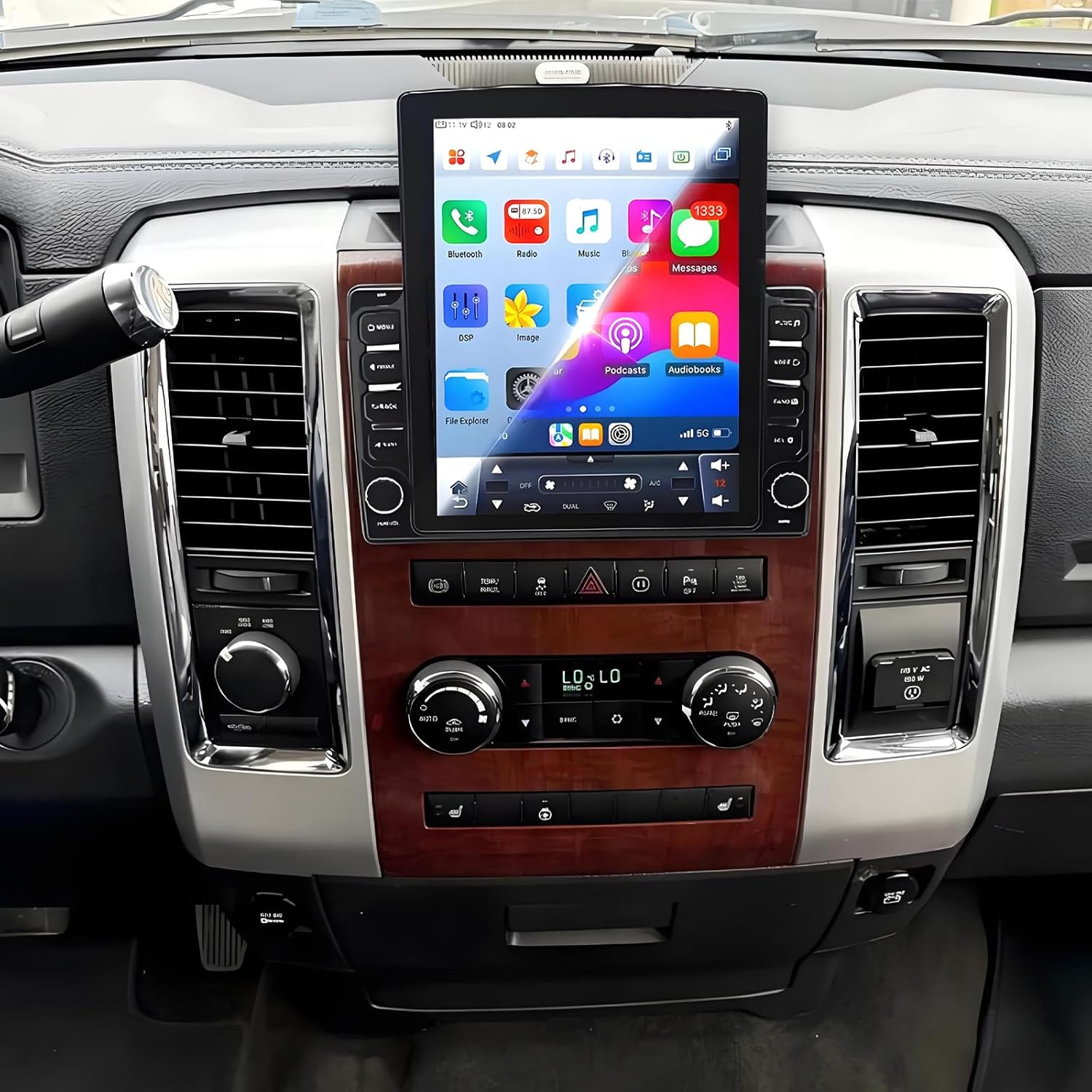 PHEZEN 9.7 inch Touchscreen Car Stereo Fit for Dodge Ram Pickup Series 2009-2011, Android 14 Double Din Car Radio with Carplay & Android Auto in-Dash Navigation BT Mirror Link WiFi Backup Camera 4+64G