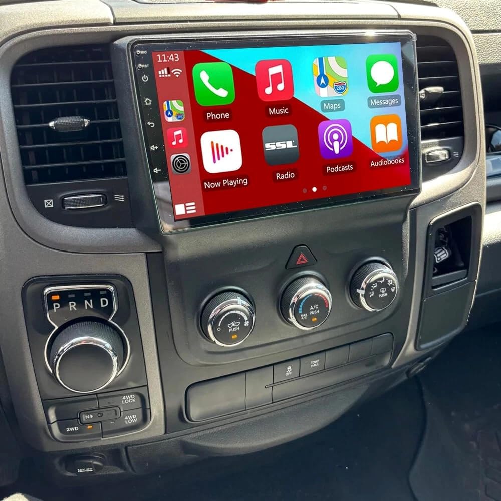 Double Din Radio for 2014 RAM 2500 Android Radio Upgrade Touchscreen Compatible with Wireless Carplay Android Auto,Car Stereo with Bluetooth GPS Navigation Multimedia Player WiFi FM Backup Camera