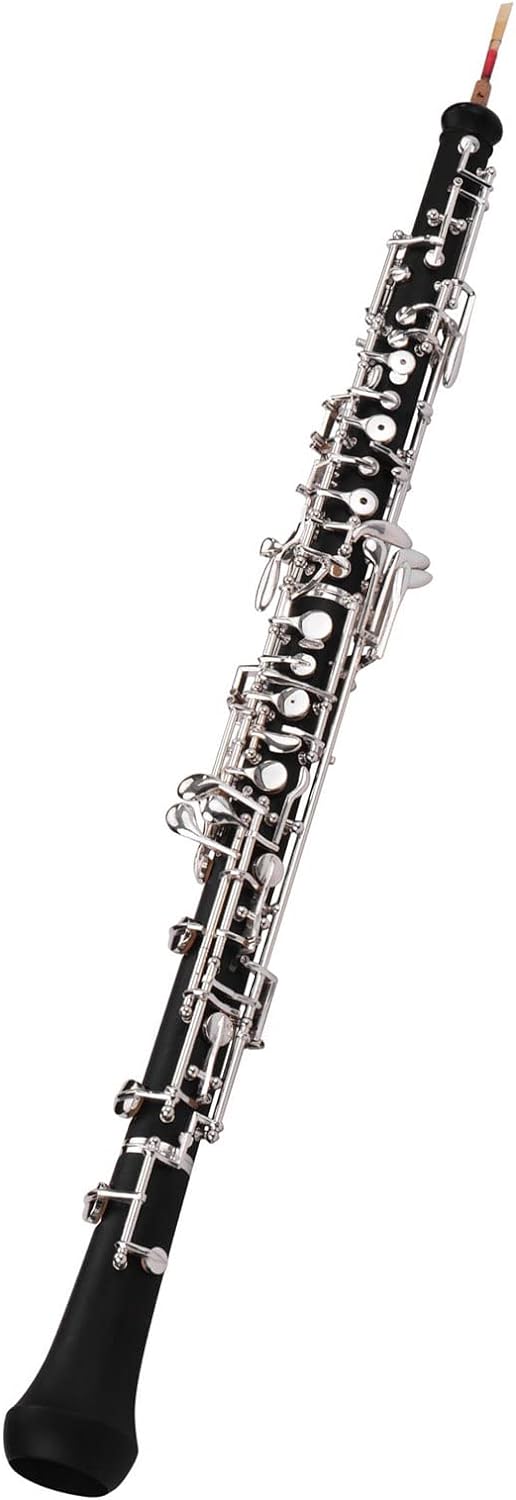 Professional C Key Semi-automatic Oboe - Nickel-plated Keys Woodwind Instrument With Reed, Gloves, Leather Case, Carry Bag, and Cleaning Cloth
