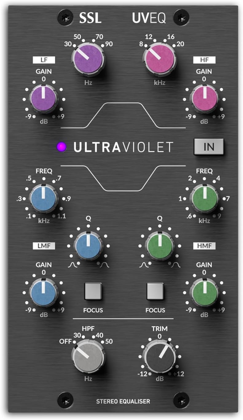 Solid State Logic UltraViolet EQ 500 Series Stereo Equalizer with Minimum-Phase Design, Dual Fully Parametric Mid-Bands, and Output Trim