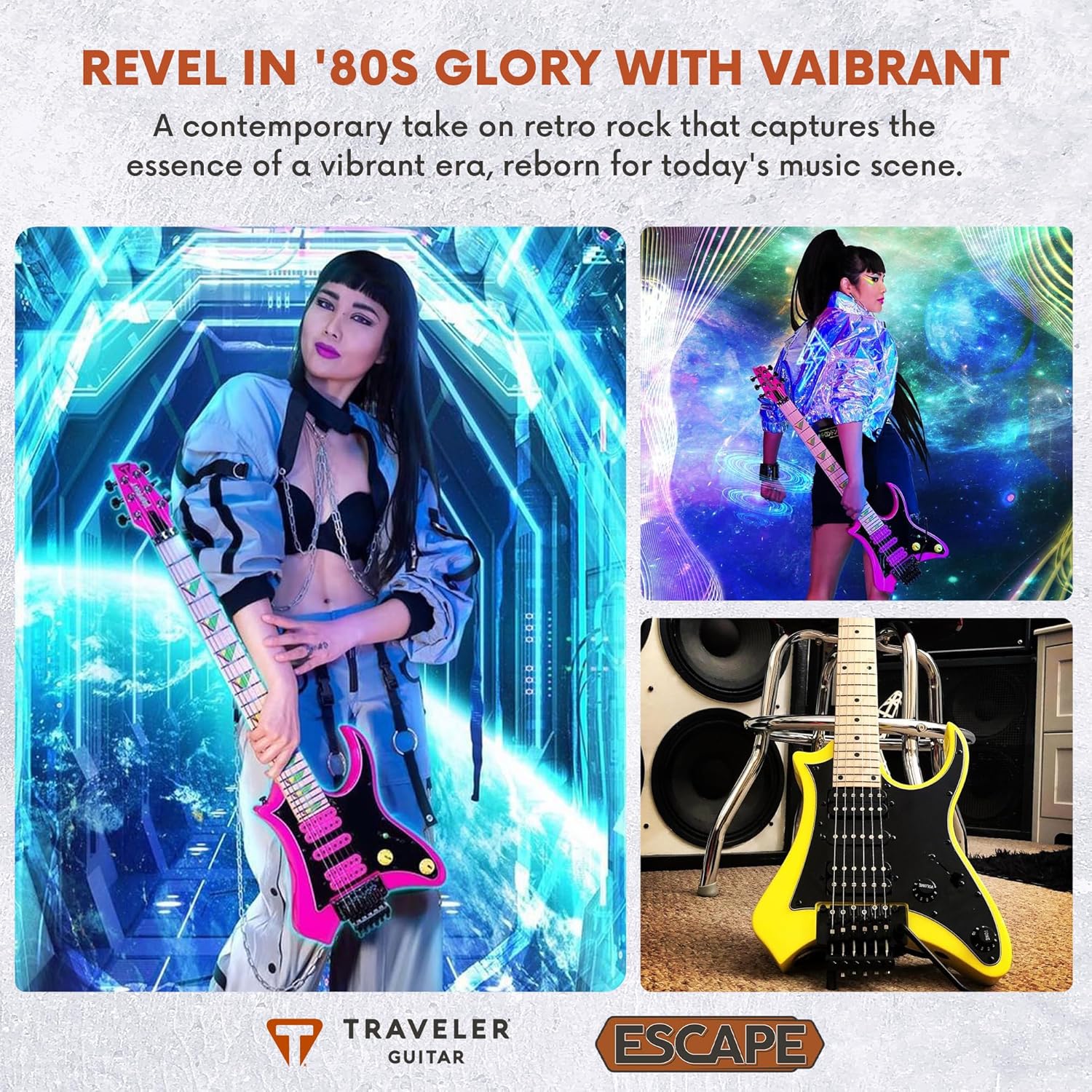 Traveler Guitar Electric Guitar 6 String Vaibrant Deluxe, Right, Cosmic Black, (V88X CBKGEB)