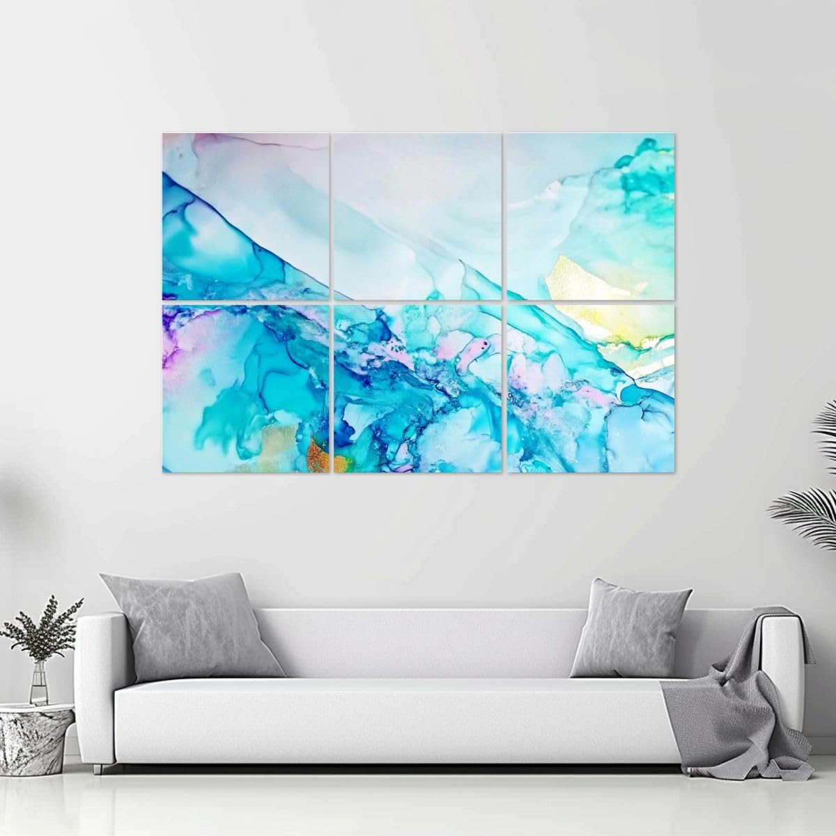 6 Pack Art Acoustic Panels Clouds Macro White Grass Blots Transparent Soundproof Wall Panels, 48