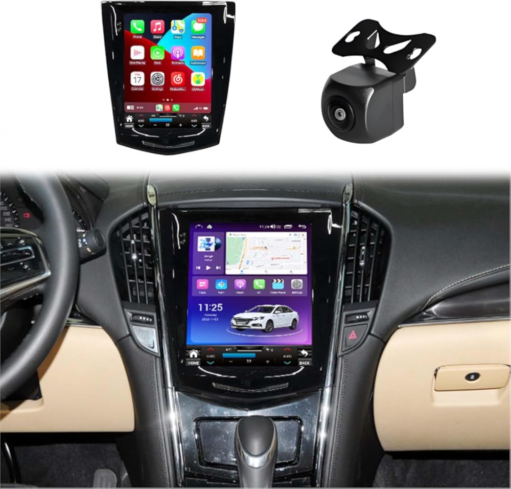 9.7 Inch Touchscreen Car Stereo Radio for Cadillac ATS XTS SRX CTS 2009 2010 2011 2012 2013 2014, Supports Bluetooth, GPS, CarPlay, Android Auto, Reverse Cam(Size:TS6 8 Core 6+128G)